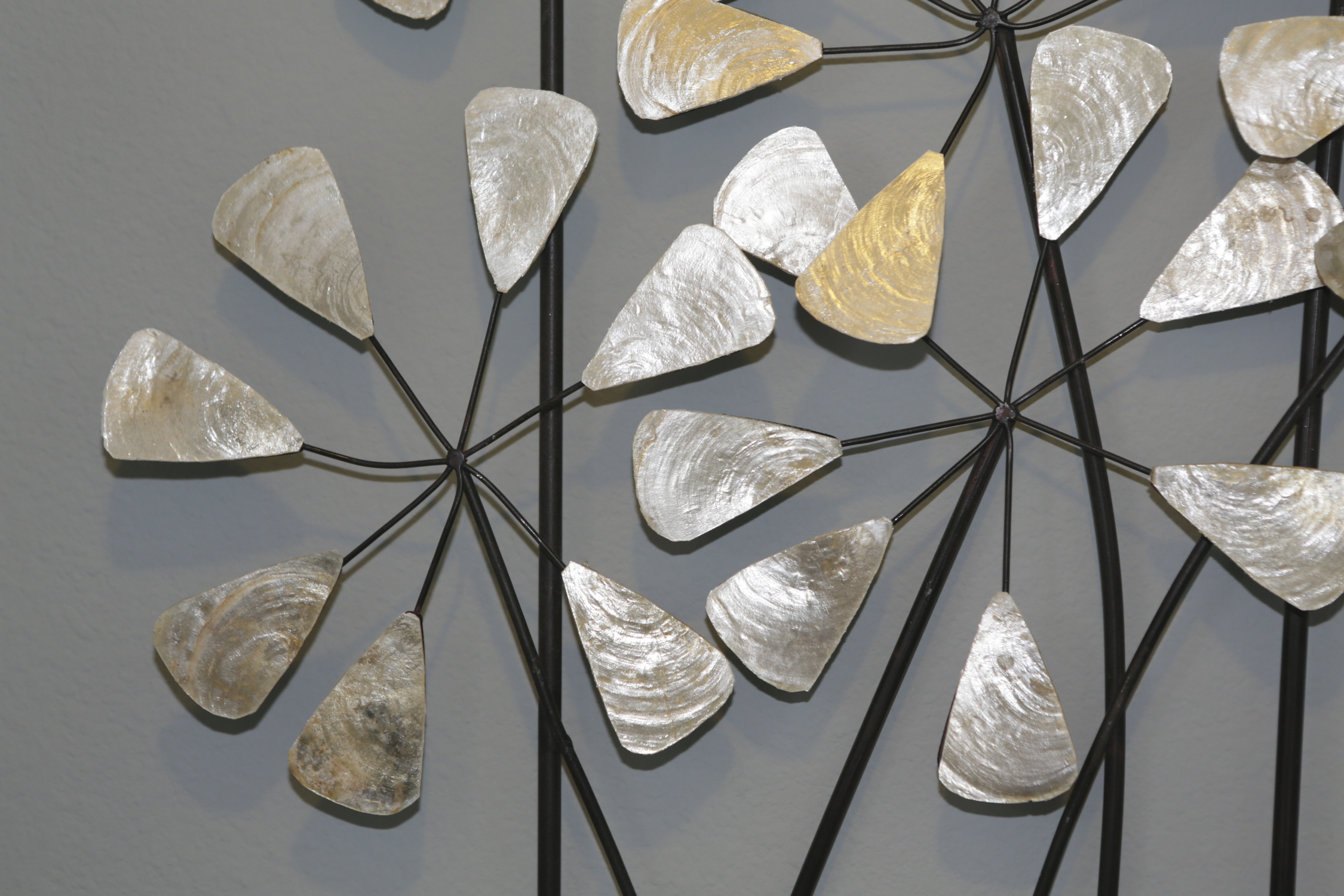 Abstract Dandelion Metal and Shell Wall Hanging