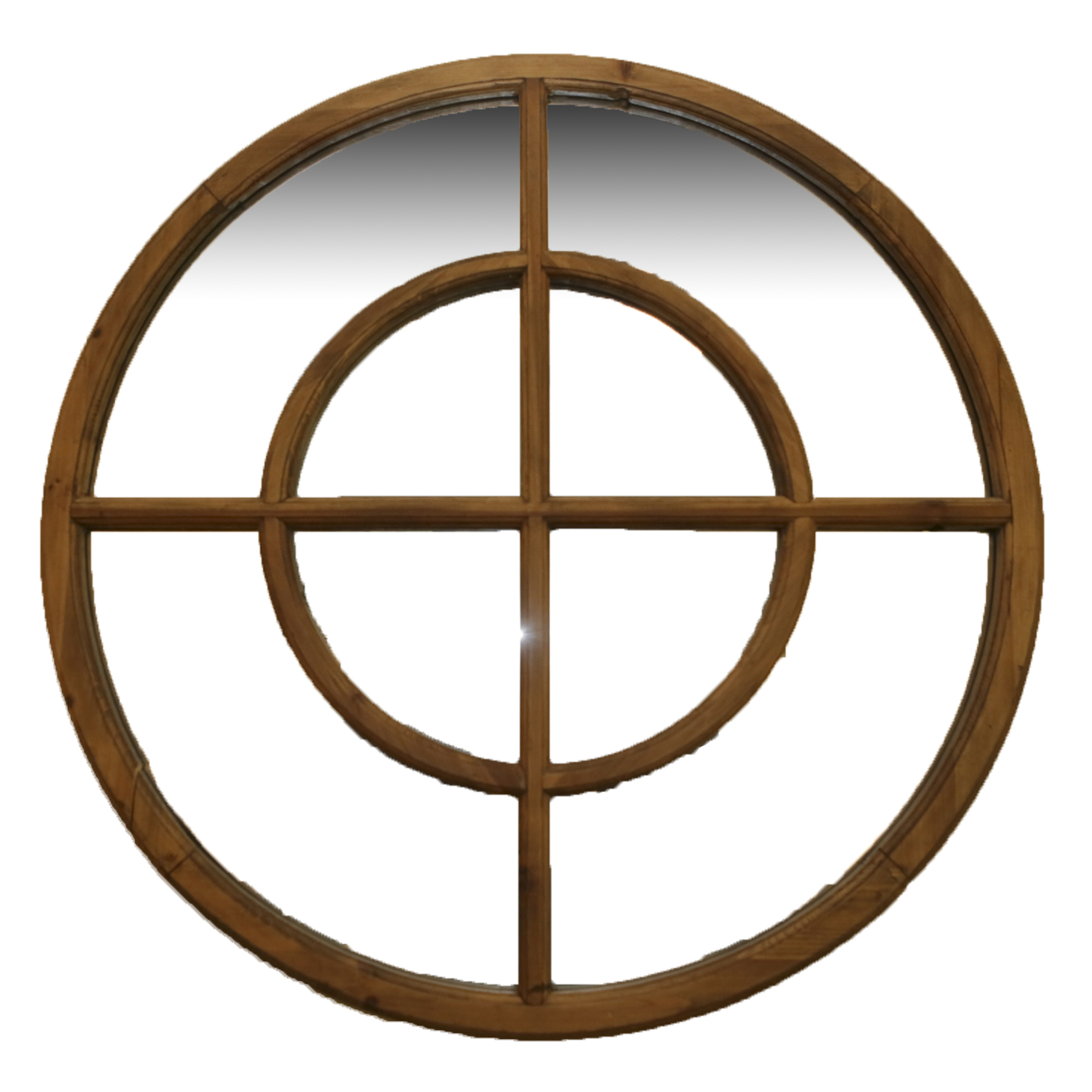 Contemporary Round Double Wooden Framed Wall Mirror