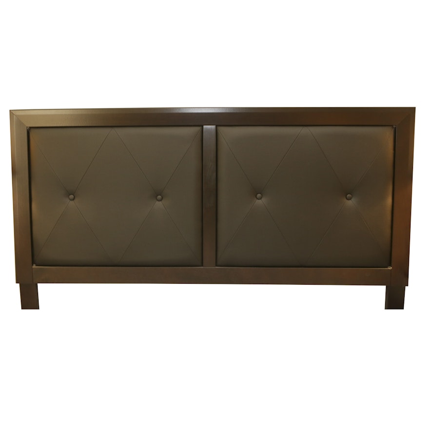 Contemporary Faux Leather Upholstered Queen Size Headboard