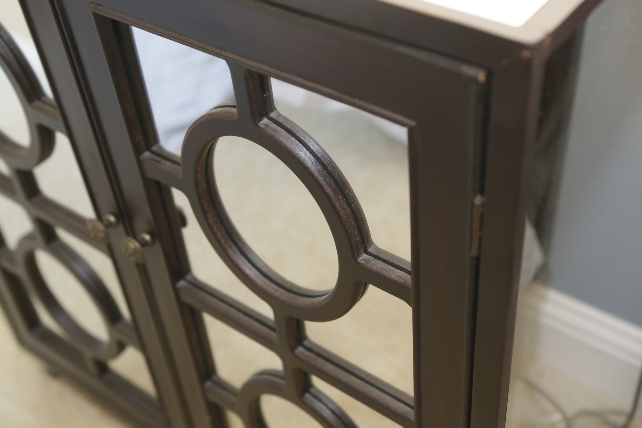 Contemporary Mirrored Panel Nightstand