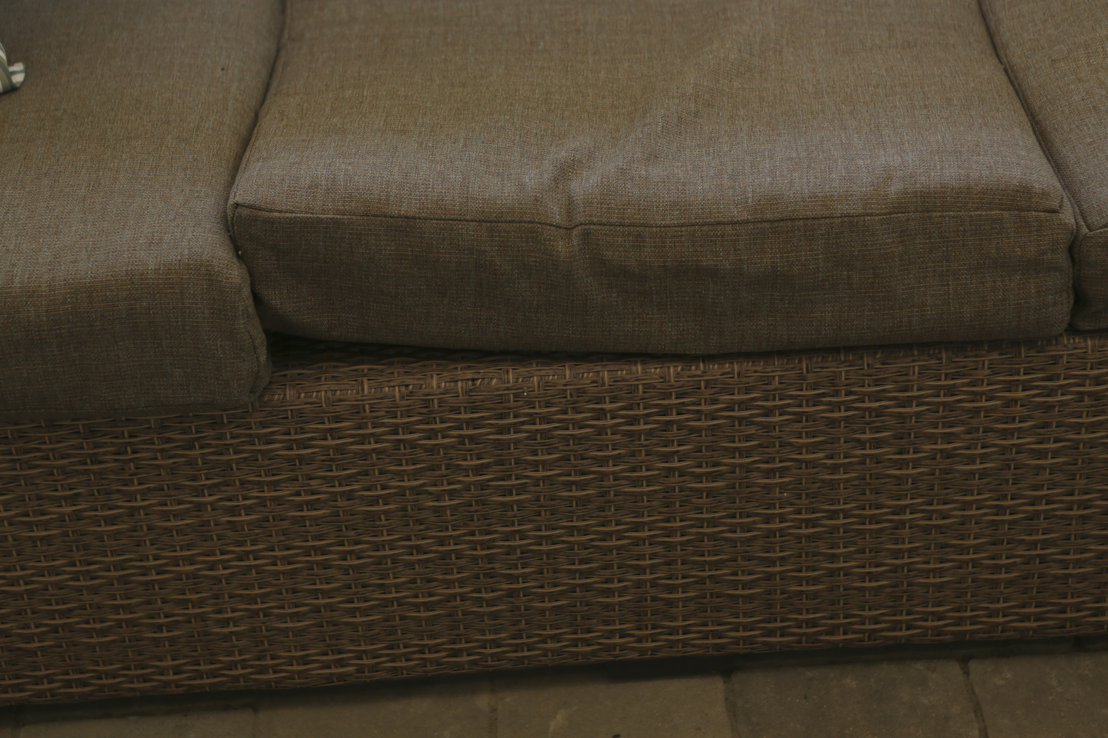 Synthetic Wicker Patio Sofa with Cushions