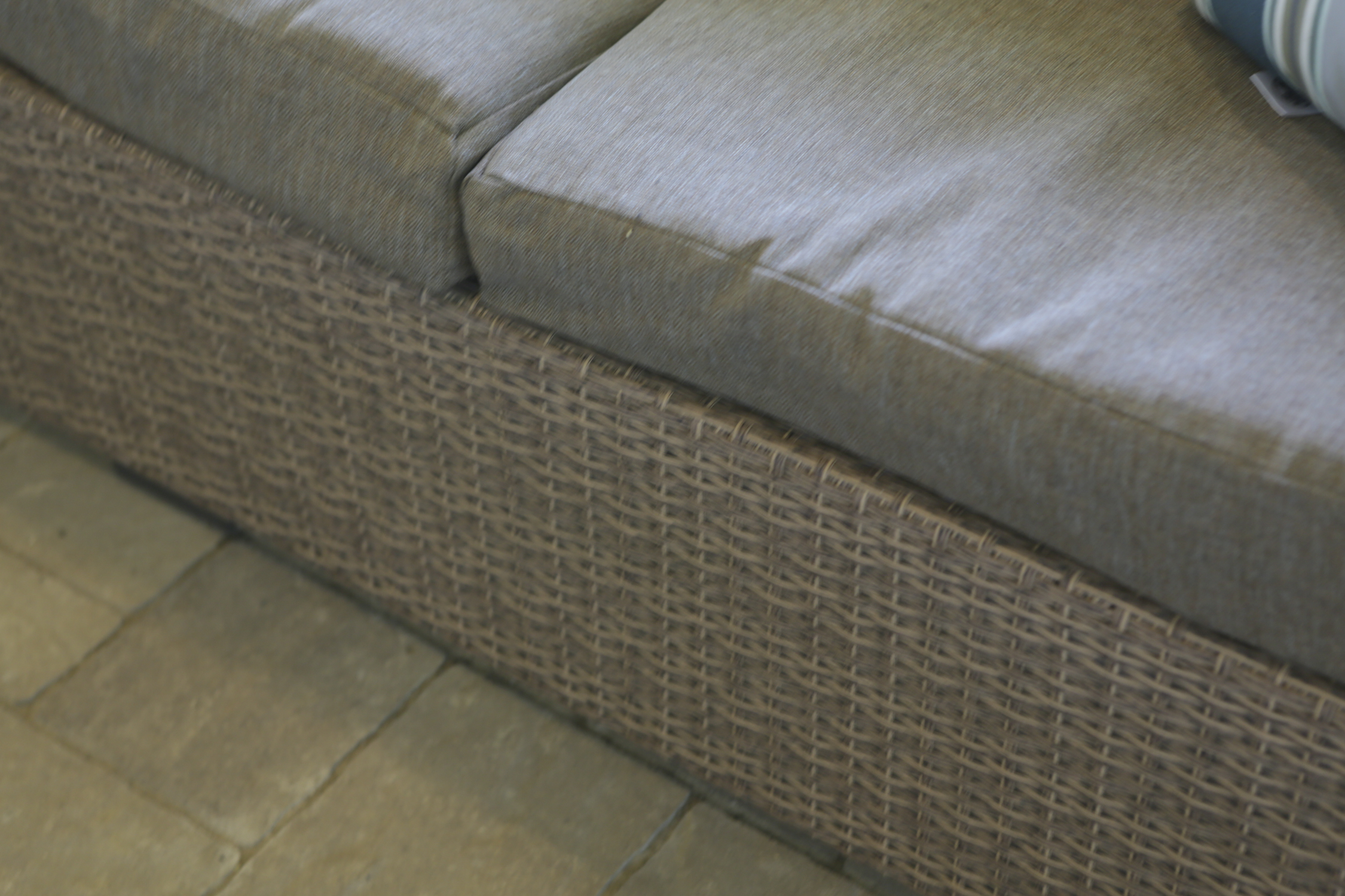 Synthetic Wicker Patio Sofa with Cushions