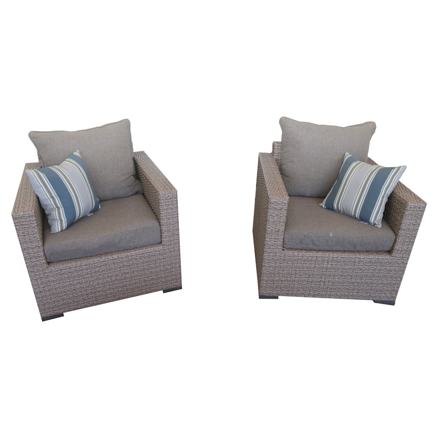 Synthetic Wicker Armchairs with Cushions