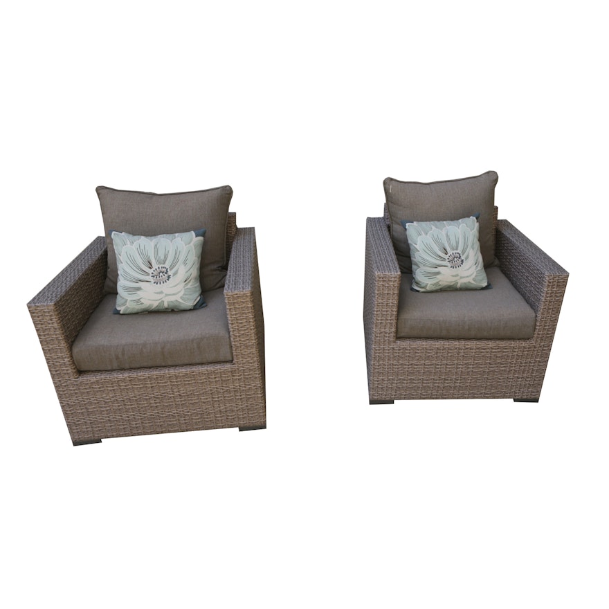 Synthetic Wicker Patio Armchairs with Cushions
