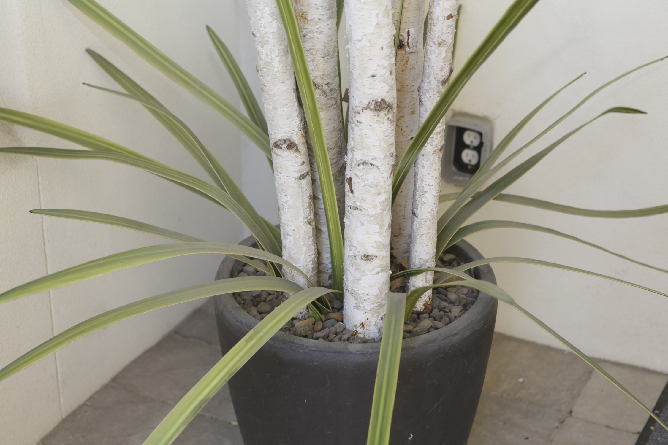Artificial White Burch and Foliage Planter