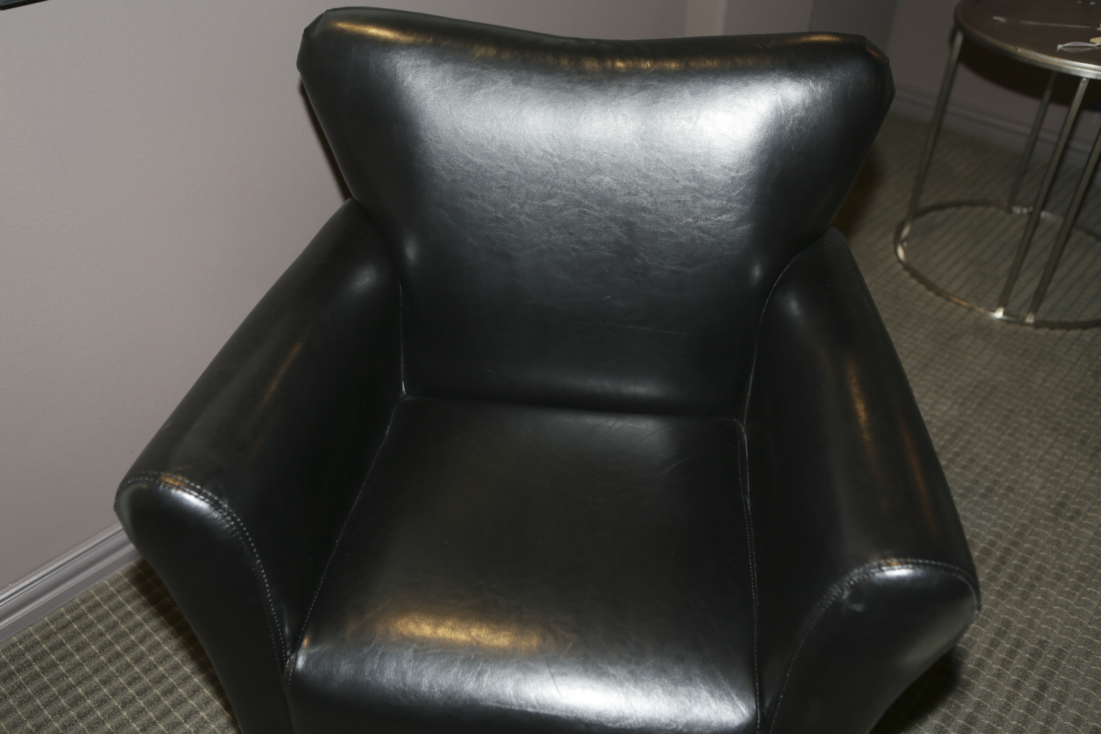 Black Faux Leather Armchair