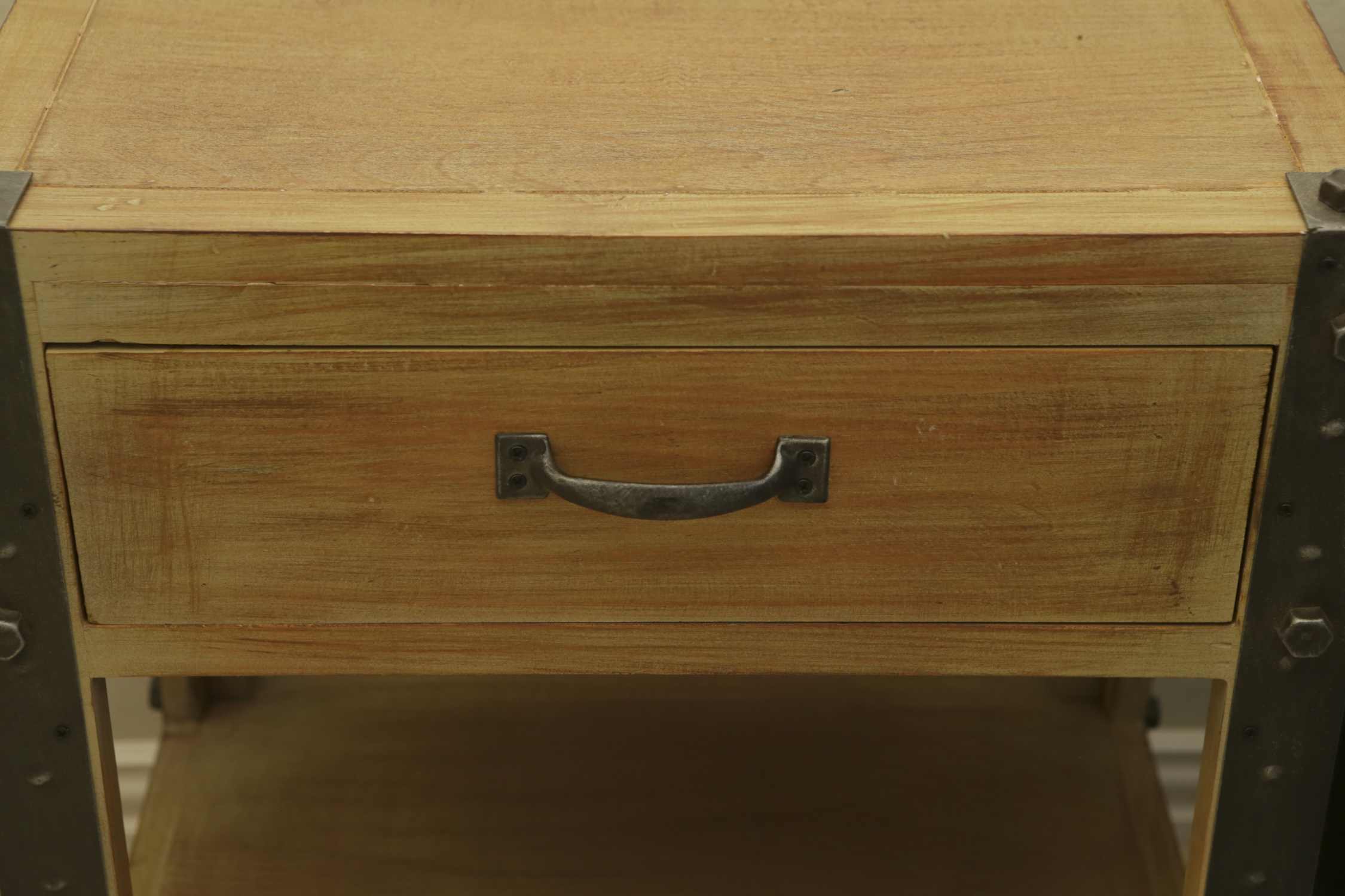 Rustic Style Metal and Wood Nightstand