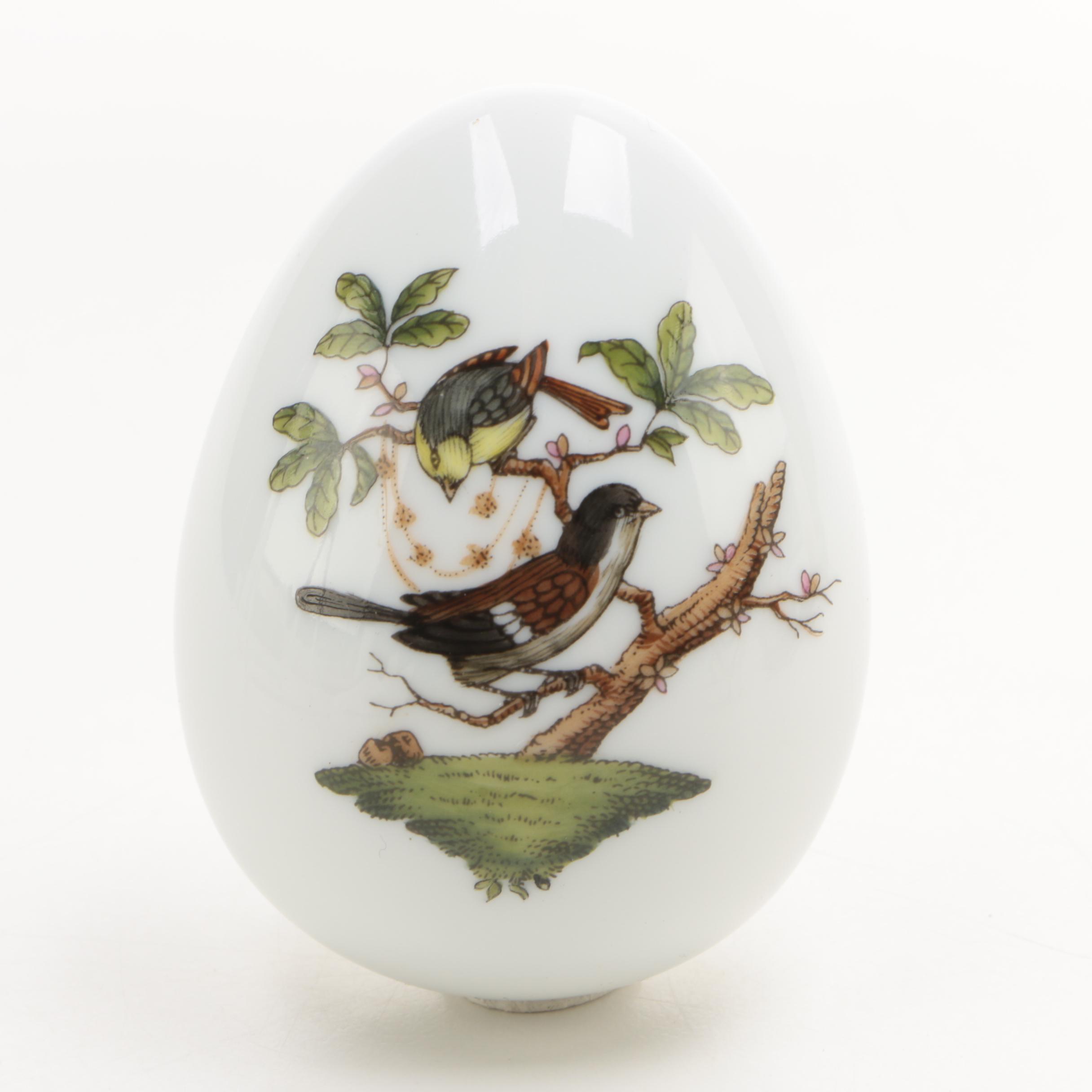 Animal Themed Decor Including Herend Hand-Painted "Rothschild Bird" Egg