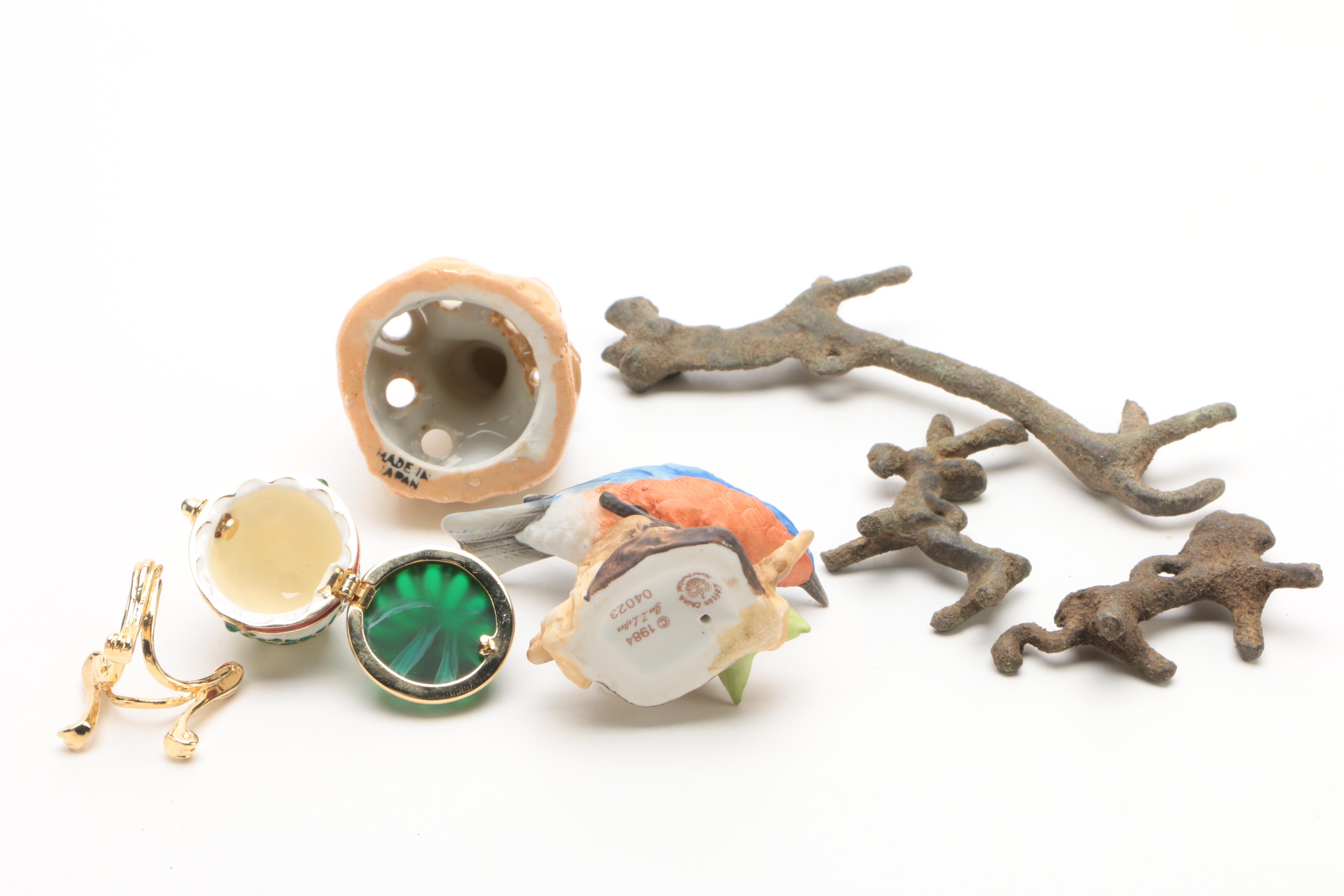 Animal Themed Decor Including Herend Hand-Painted "Rothschild Bird" Egg