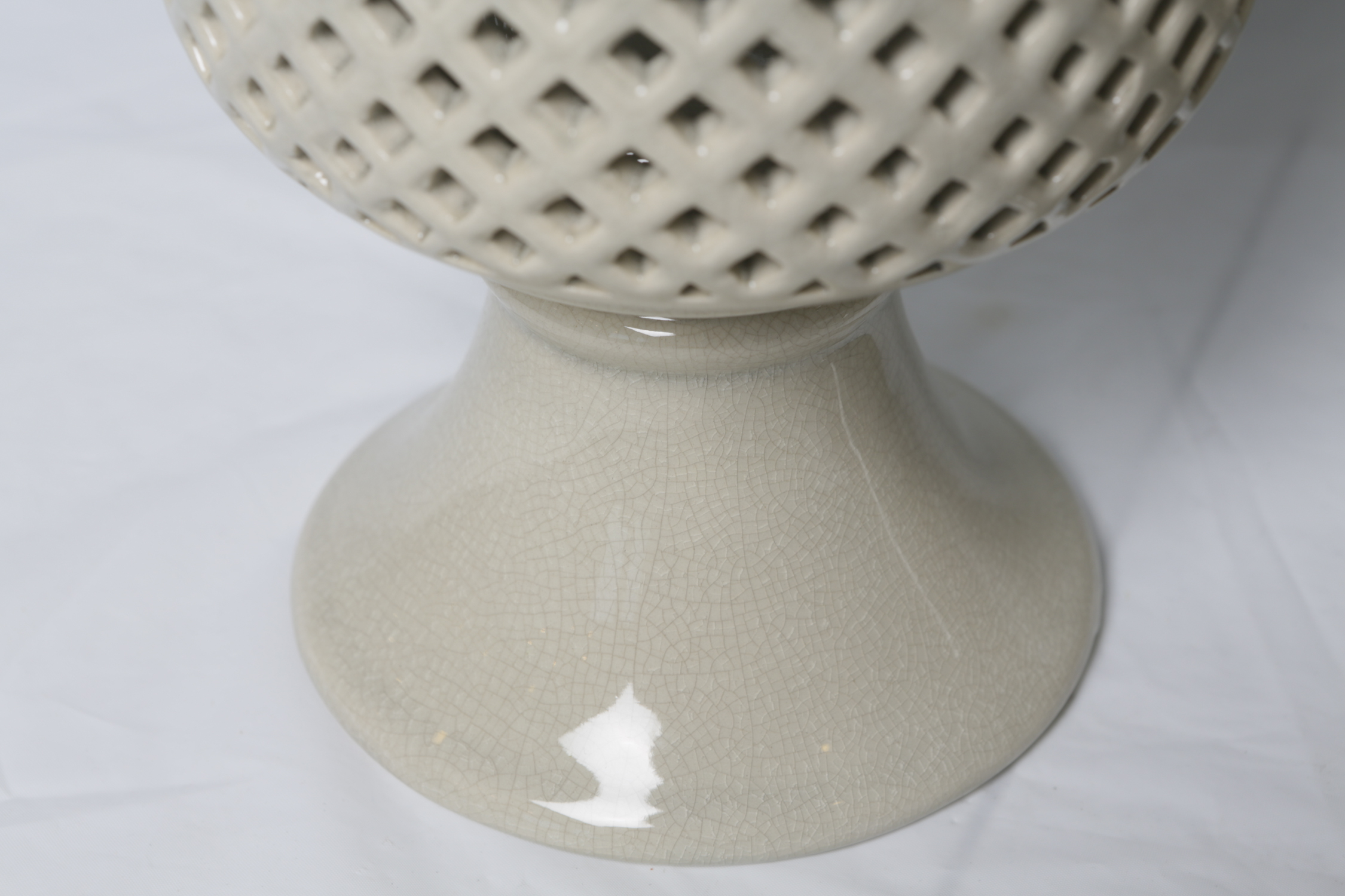 Contemporary Pierced Ceramic Lidded Pedestal Urns