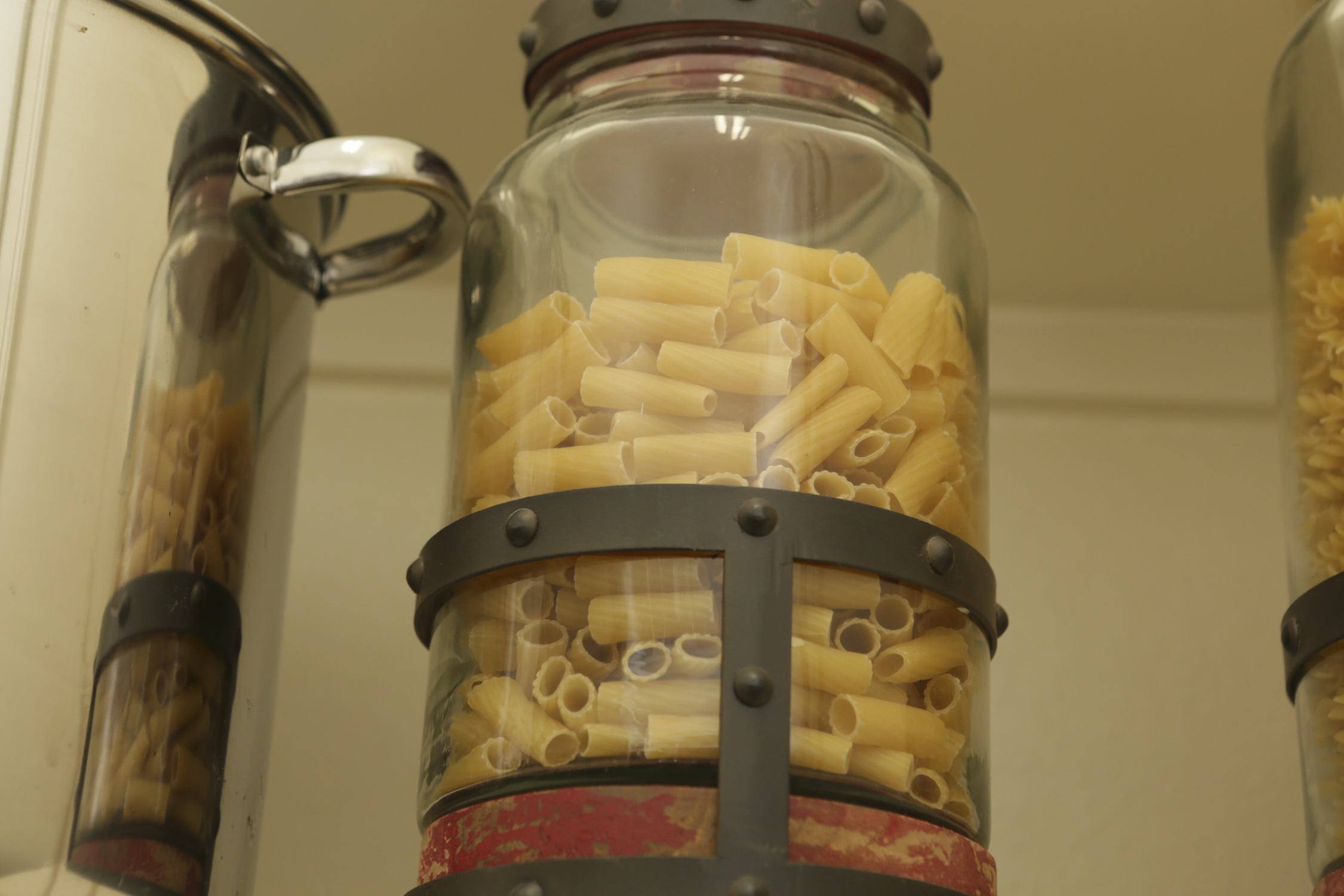 Metal Stock Pot and Glass Kitchen Canisters