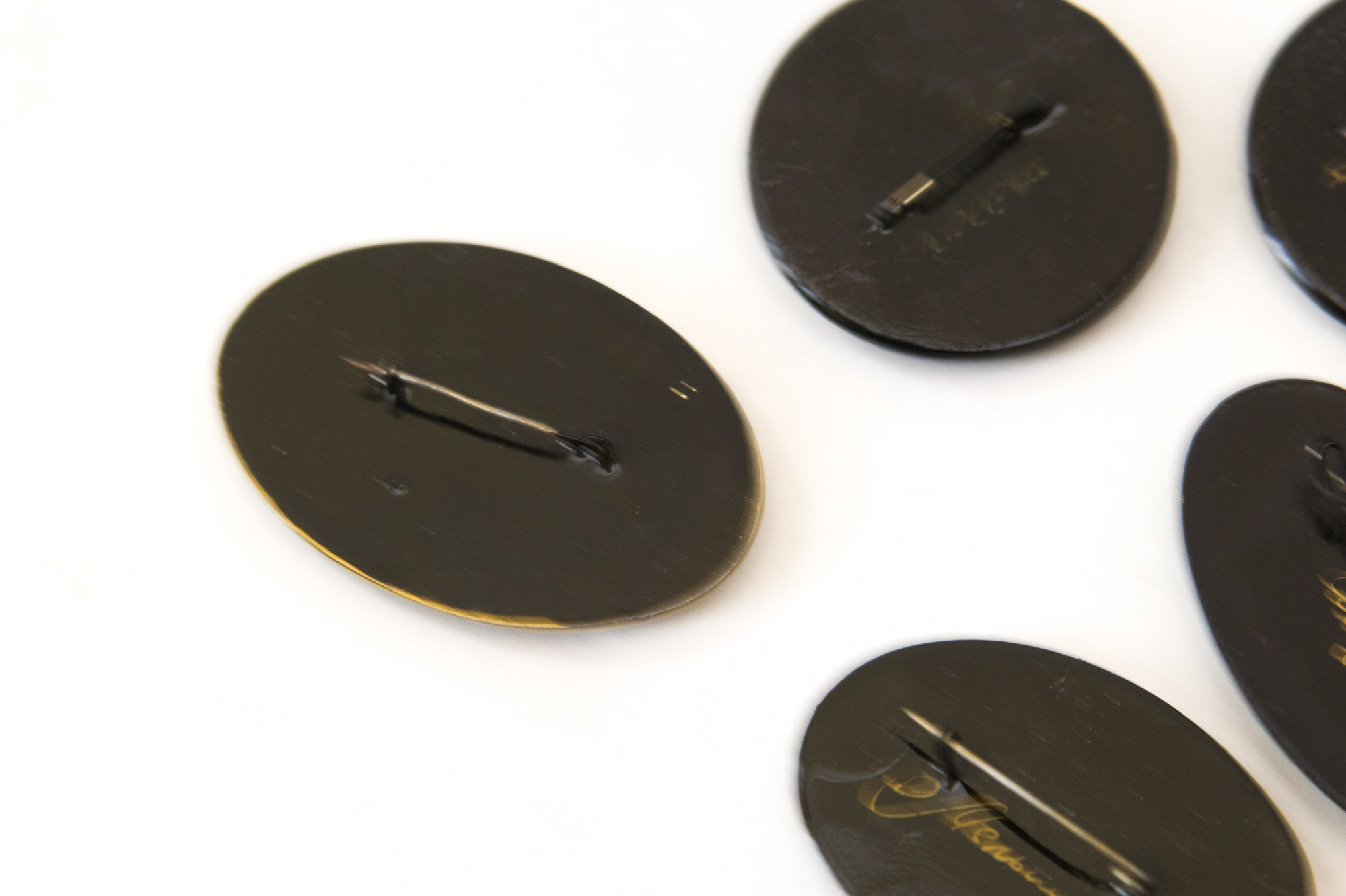 Signed Russian Palekh Hand-Painted Art Brooches