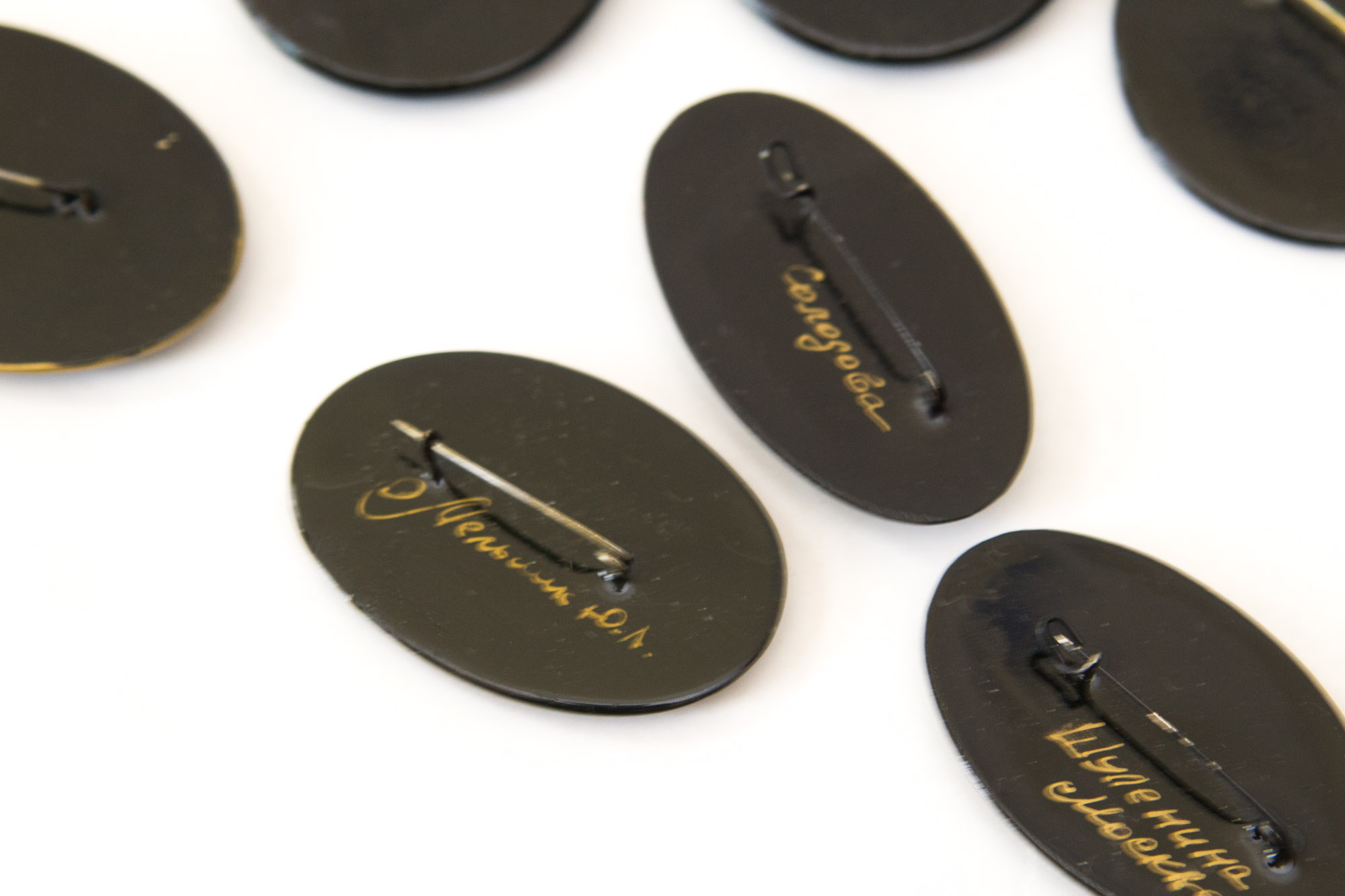 Signed Russian Palekh Hand-Painted Art Brooches