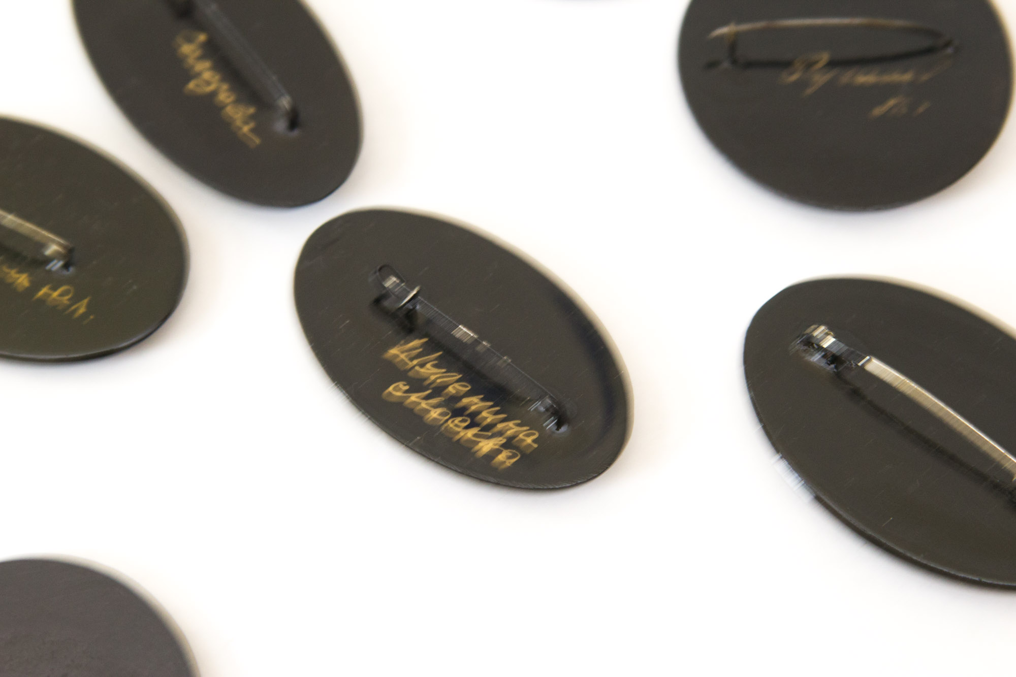 Signed Russian Palekh Hand-Painted Art Brooches