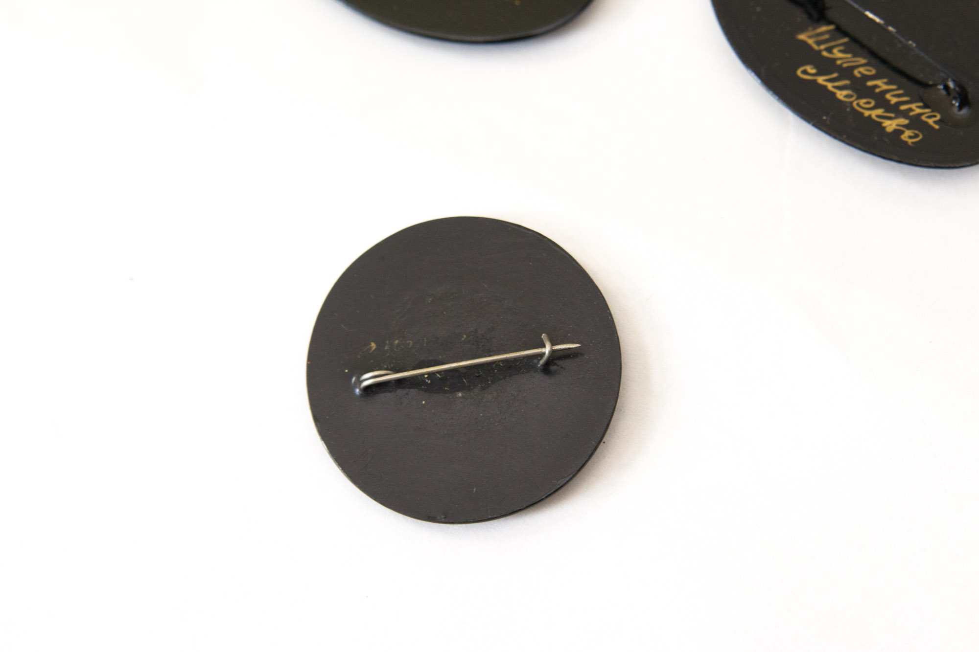 Signed Russian Palekh Hand-Painted Art Brooches