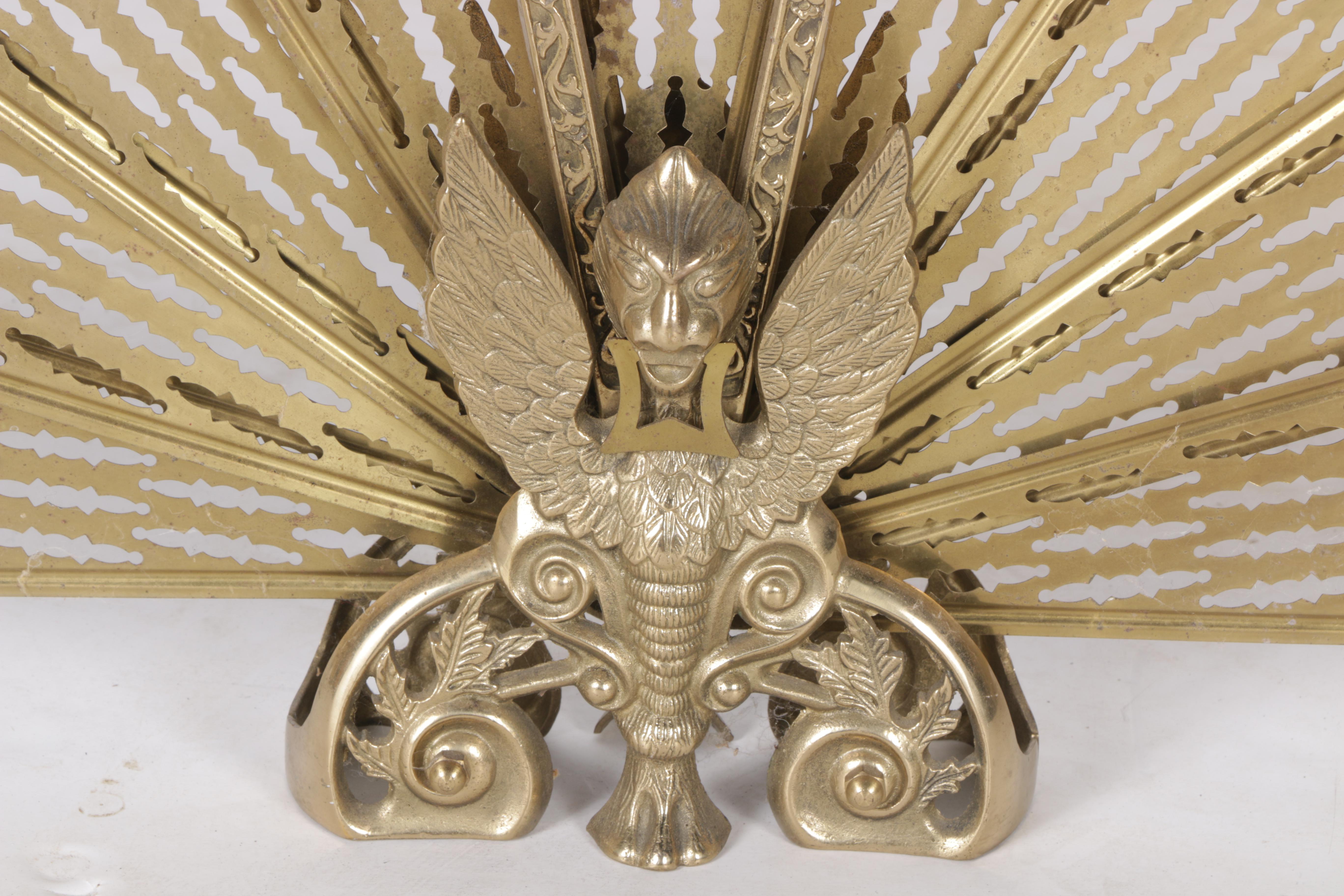 Vintage Louis XV Style Brass Fan Fireplace Screen