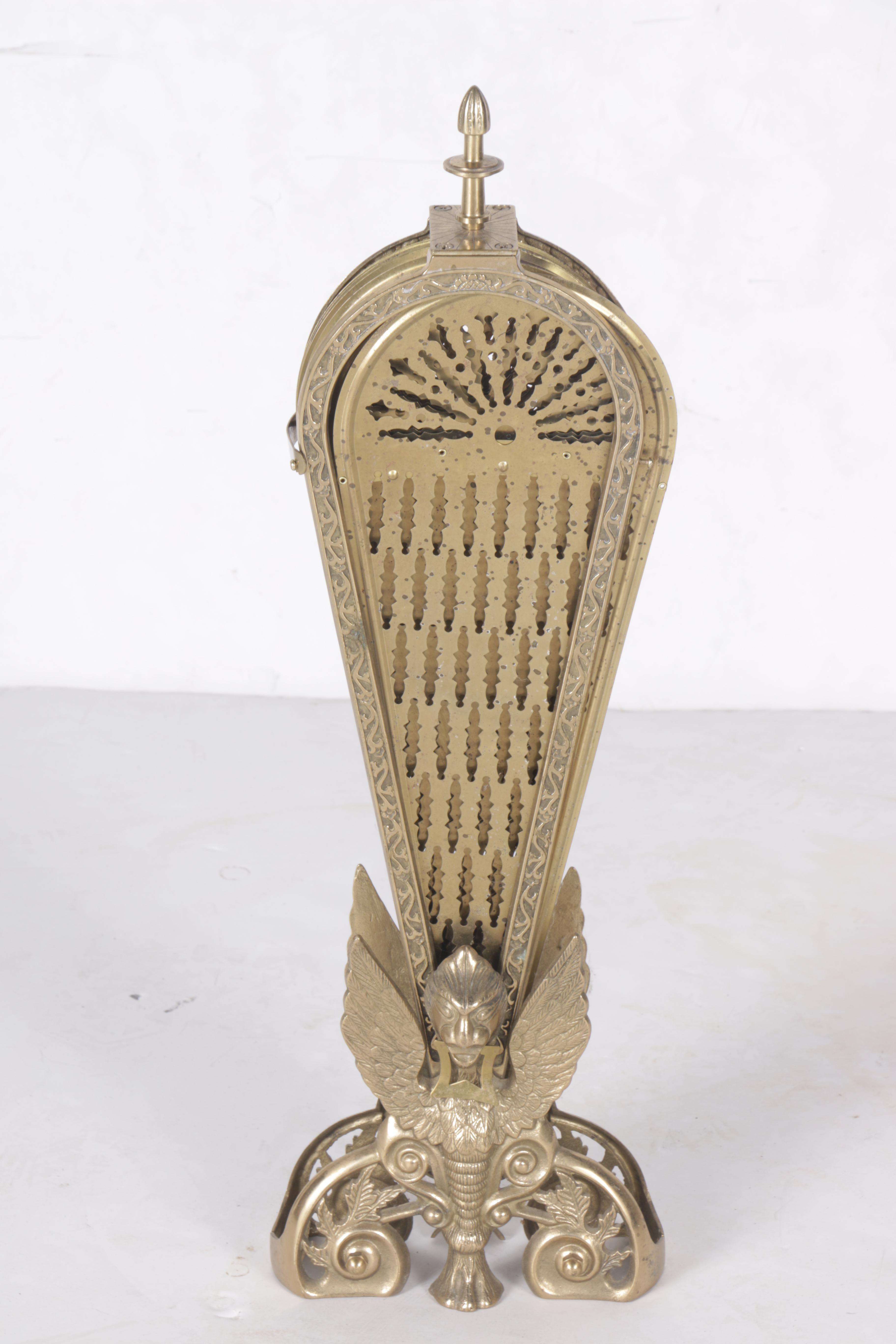 Vintage Louis XV Style Brass Fan Fireplace Screen