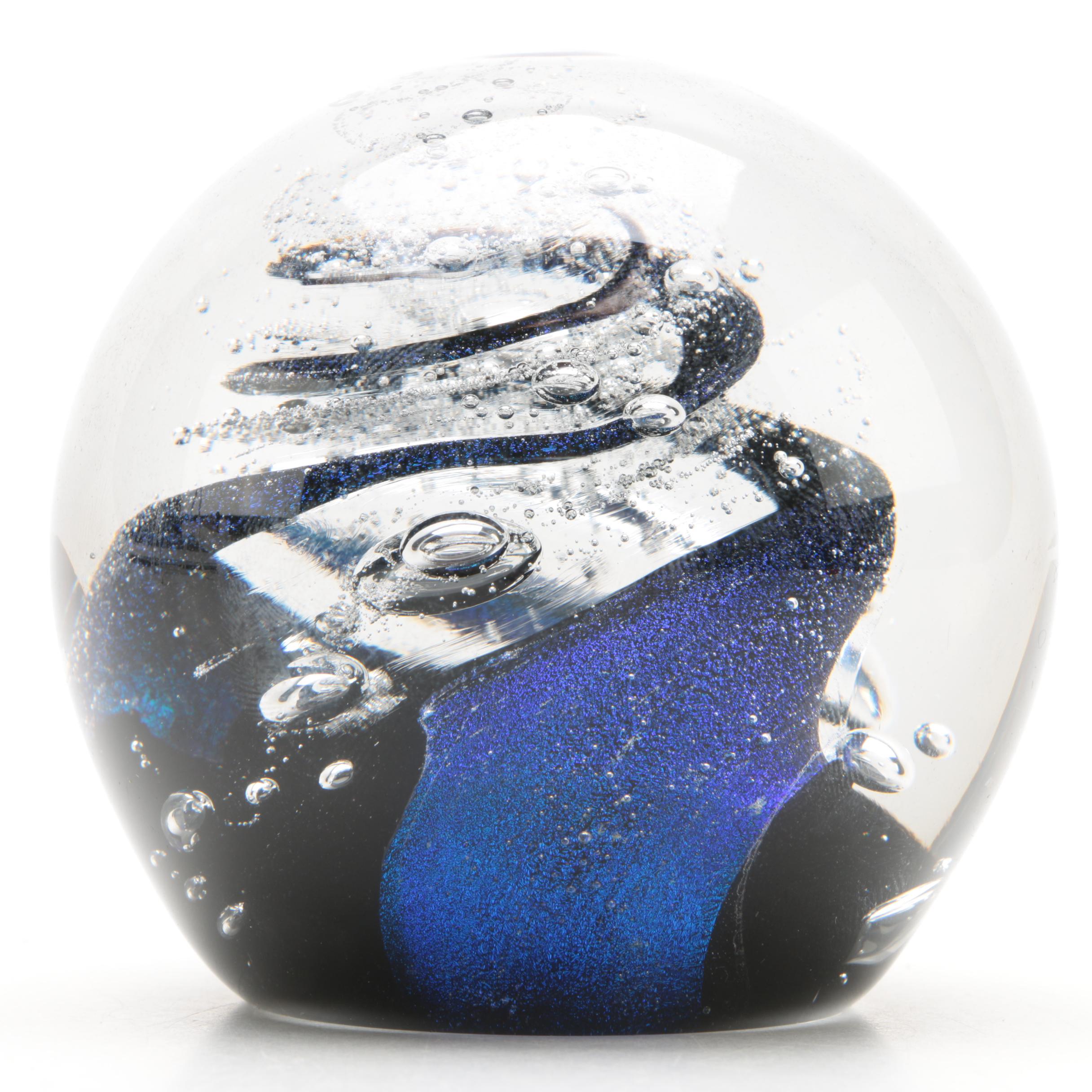 Signed and Dated Art Glass Paperweight 1998