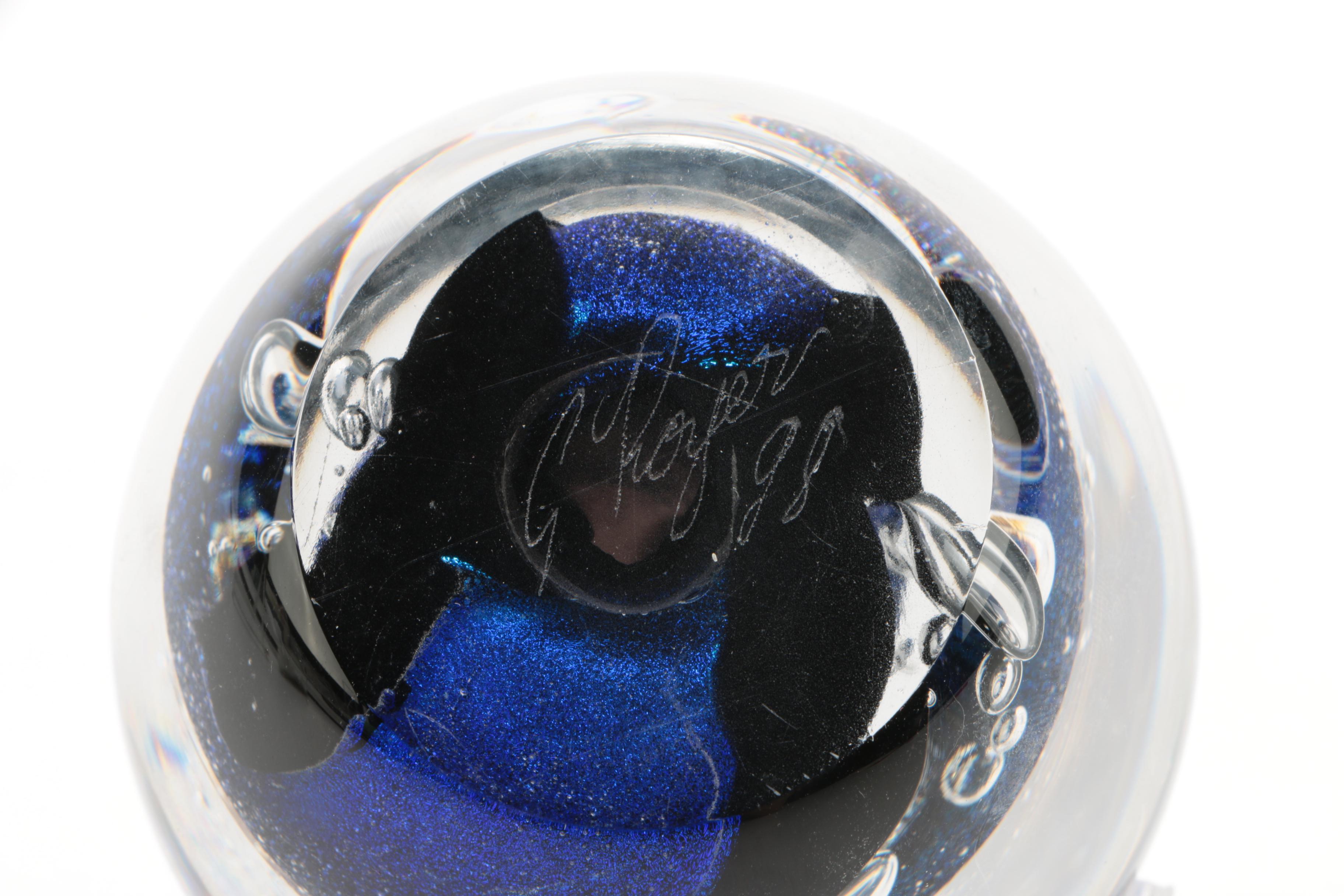 Signed and Dated Art Glass Paperweight 1998