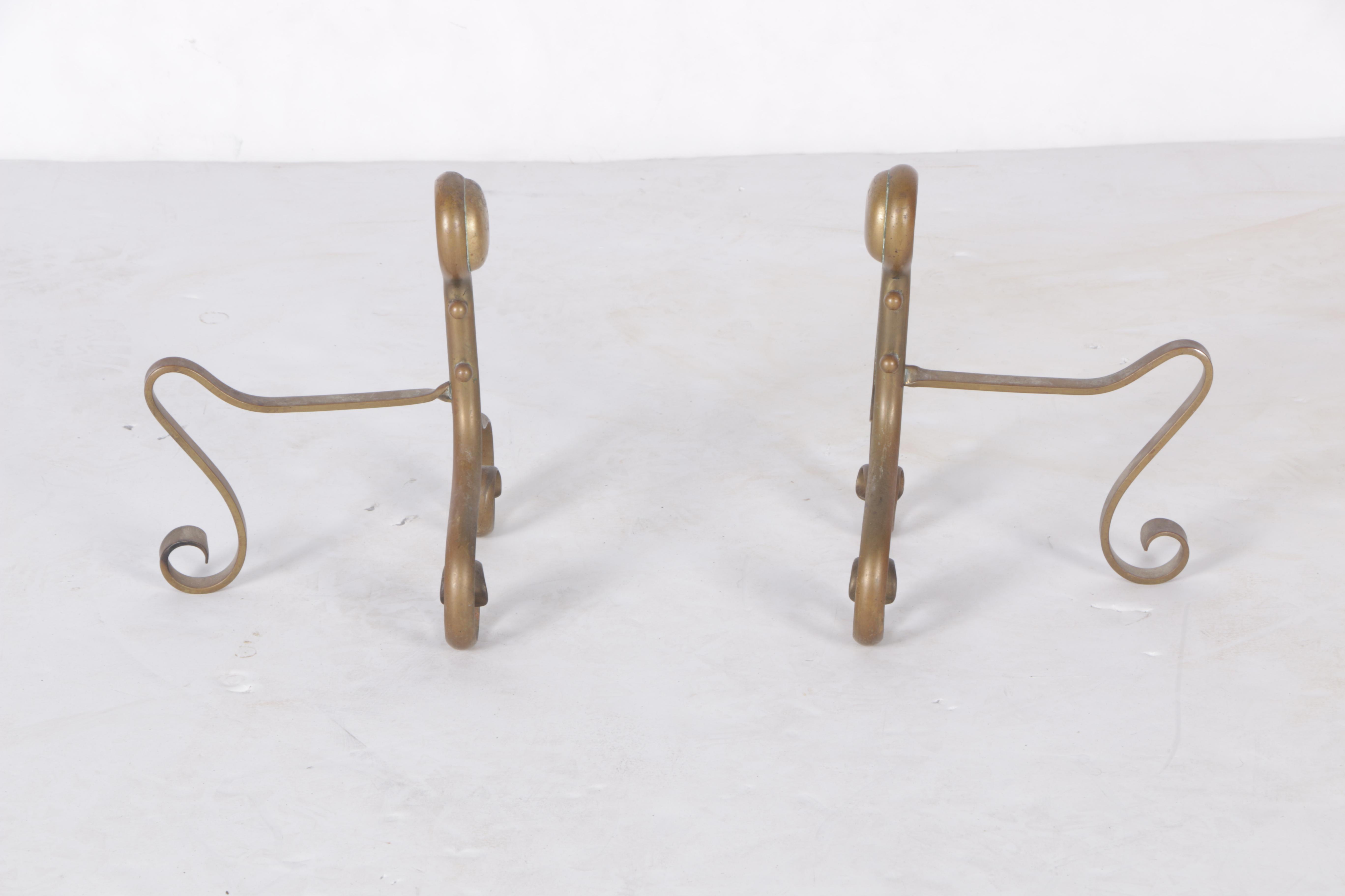 Vintage Brass and Metal Fireplace Tools and Andirons