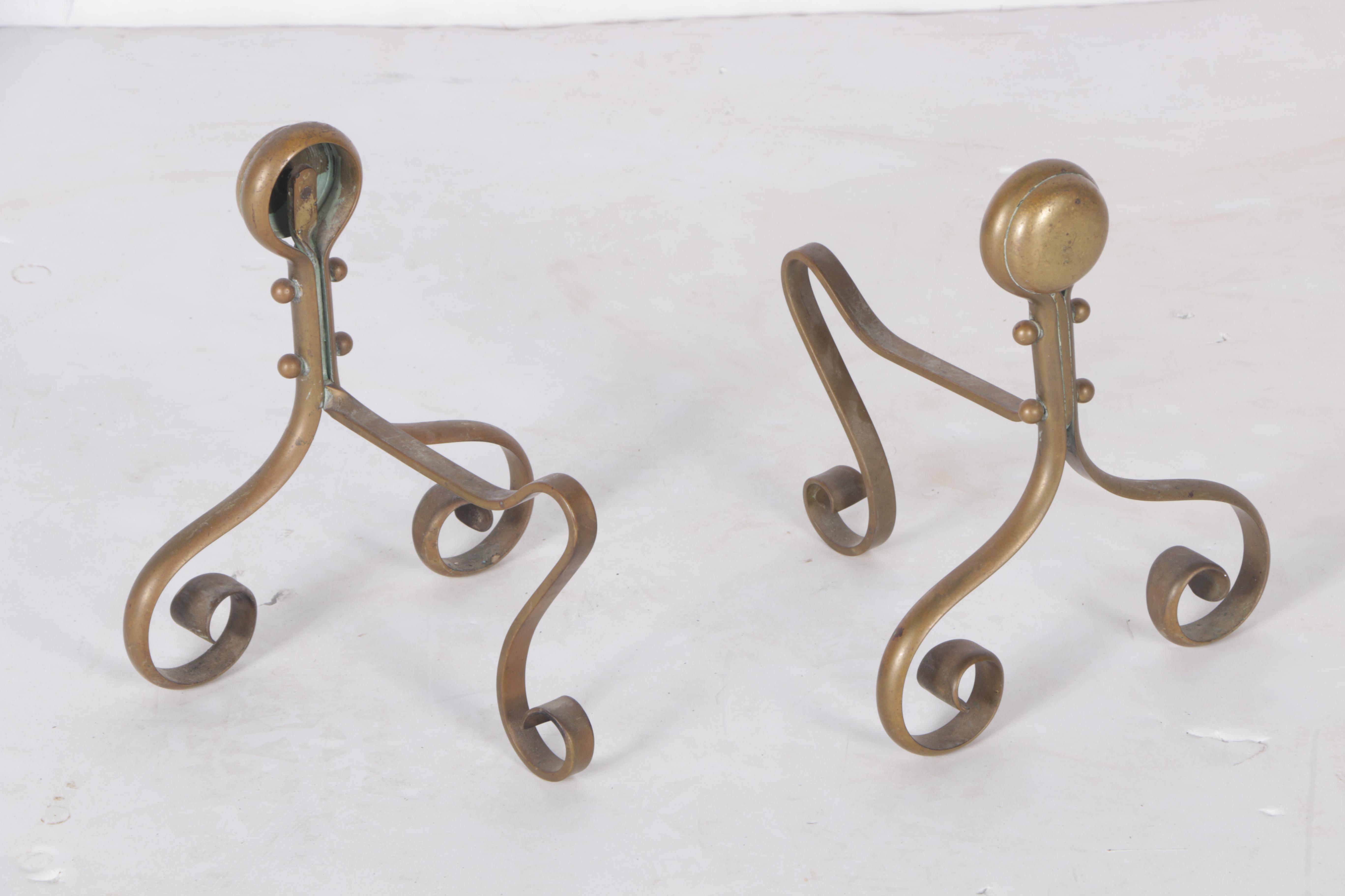 Vintage Brass and Metal Fireplace Tools and Andirons