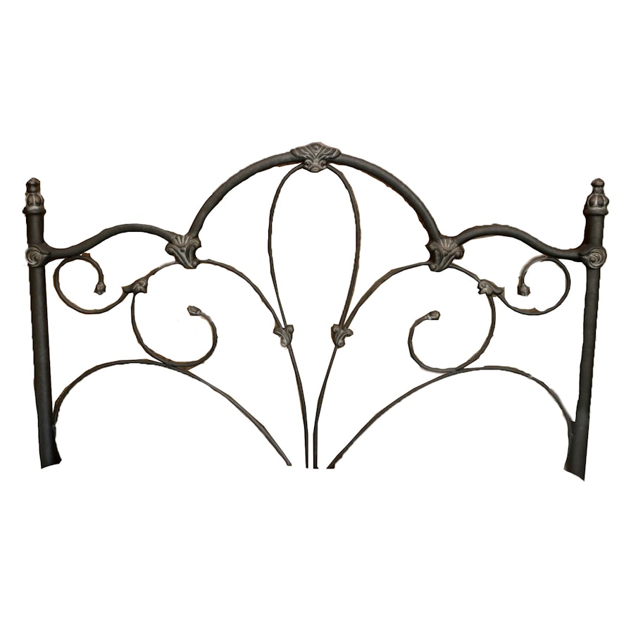 Neoclassical Style Wrought Iron Queen Size Headboard