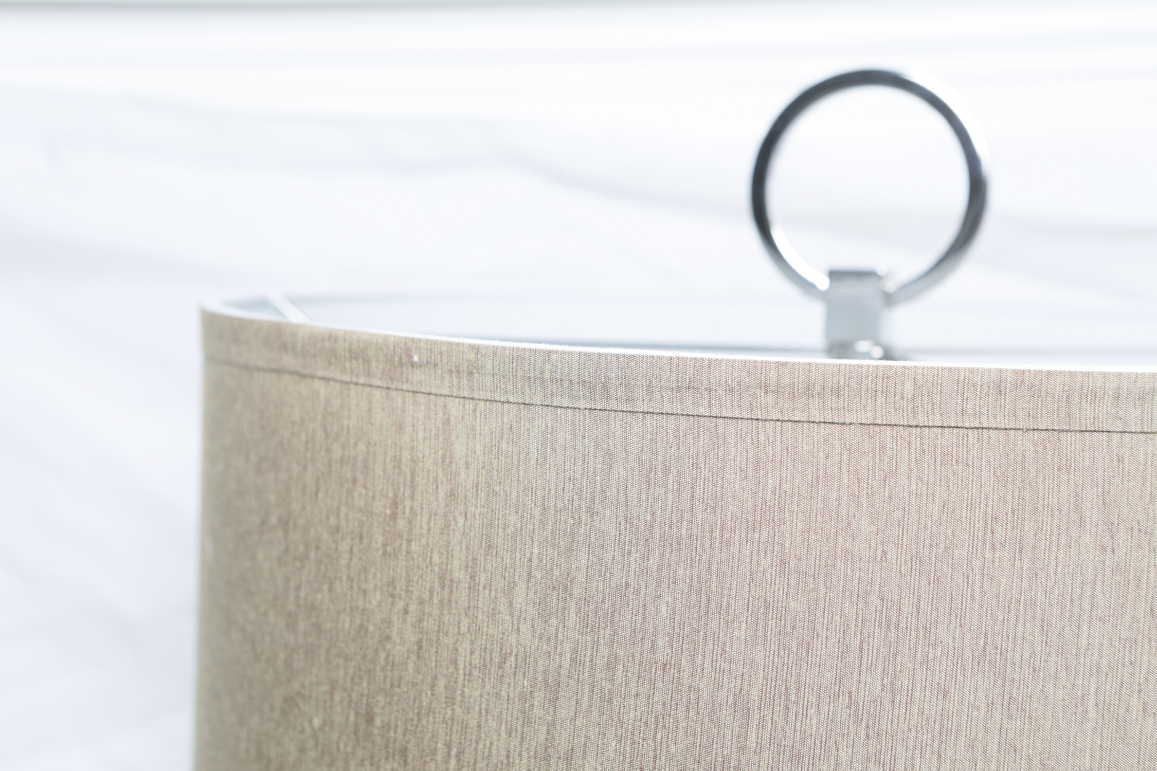 Silver Tone Metal Cage Table Lamp with Fabric Covered Shade