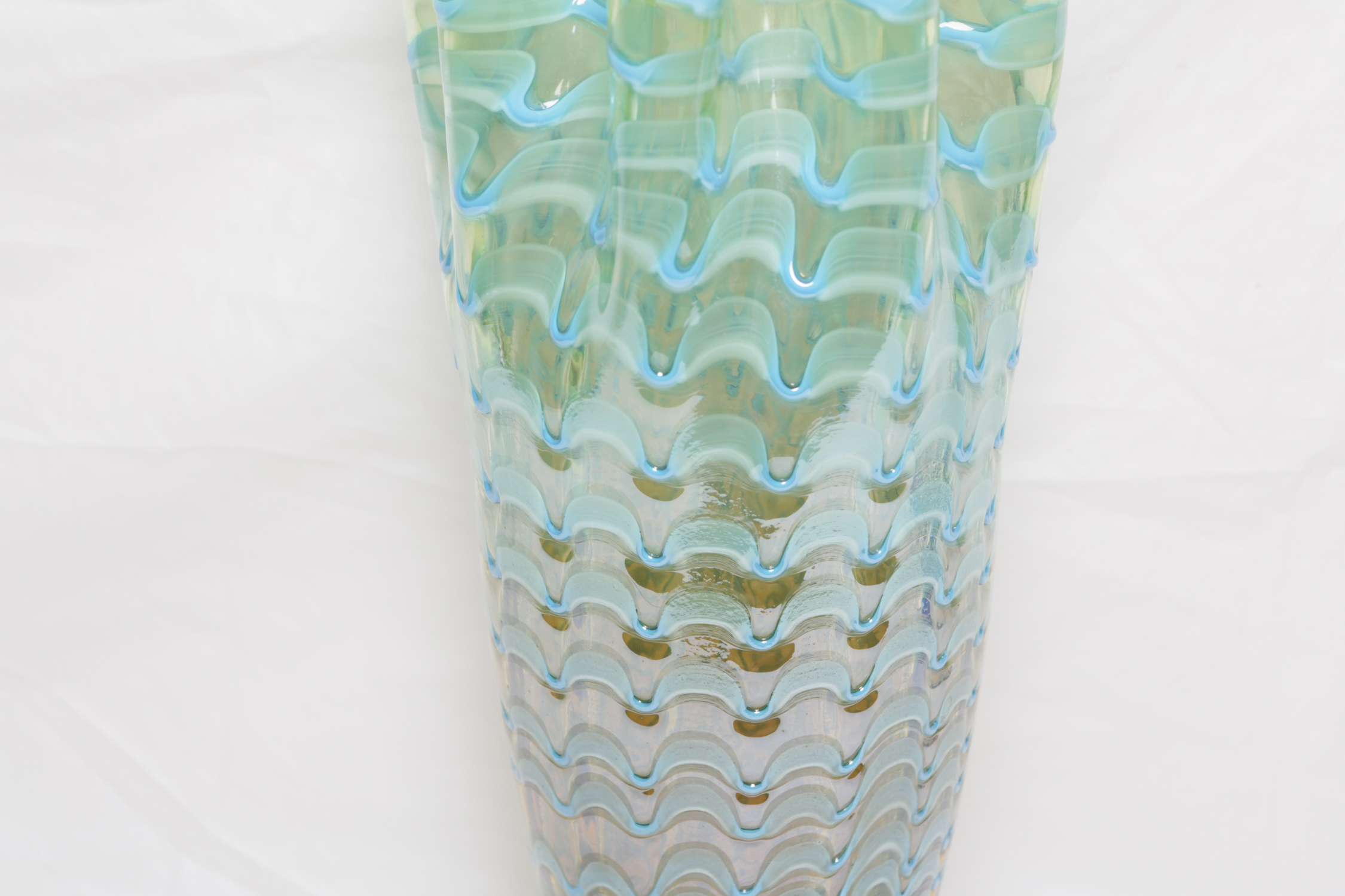 Z Gallerie Blue and Green Ribbon Glass Vase
