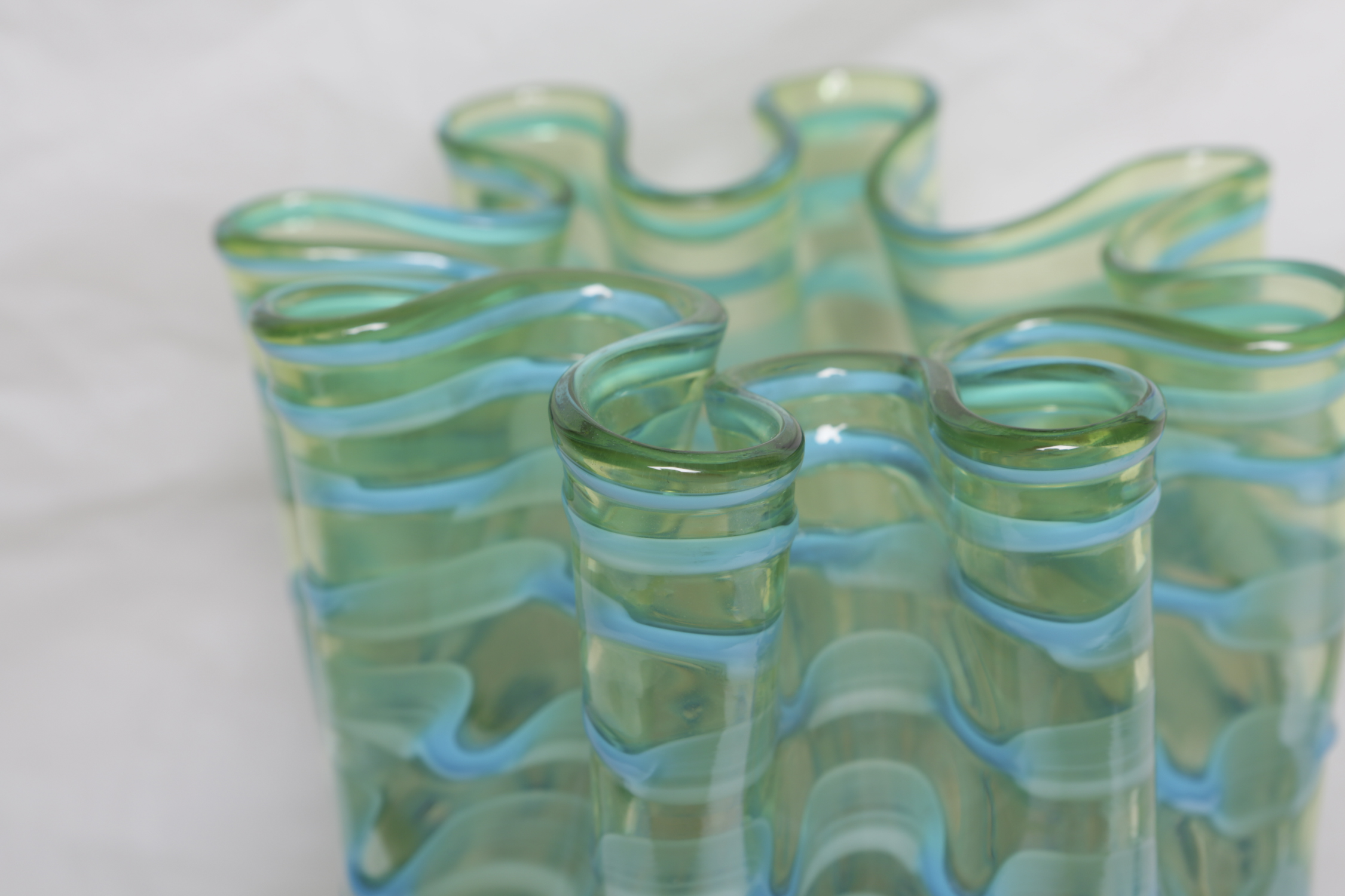 Z Gallerie Blue and Green Ribbon Glass Vase