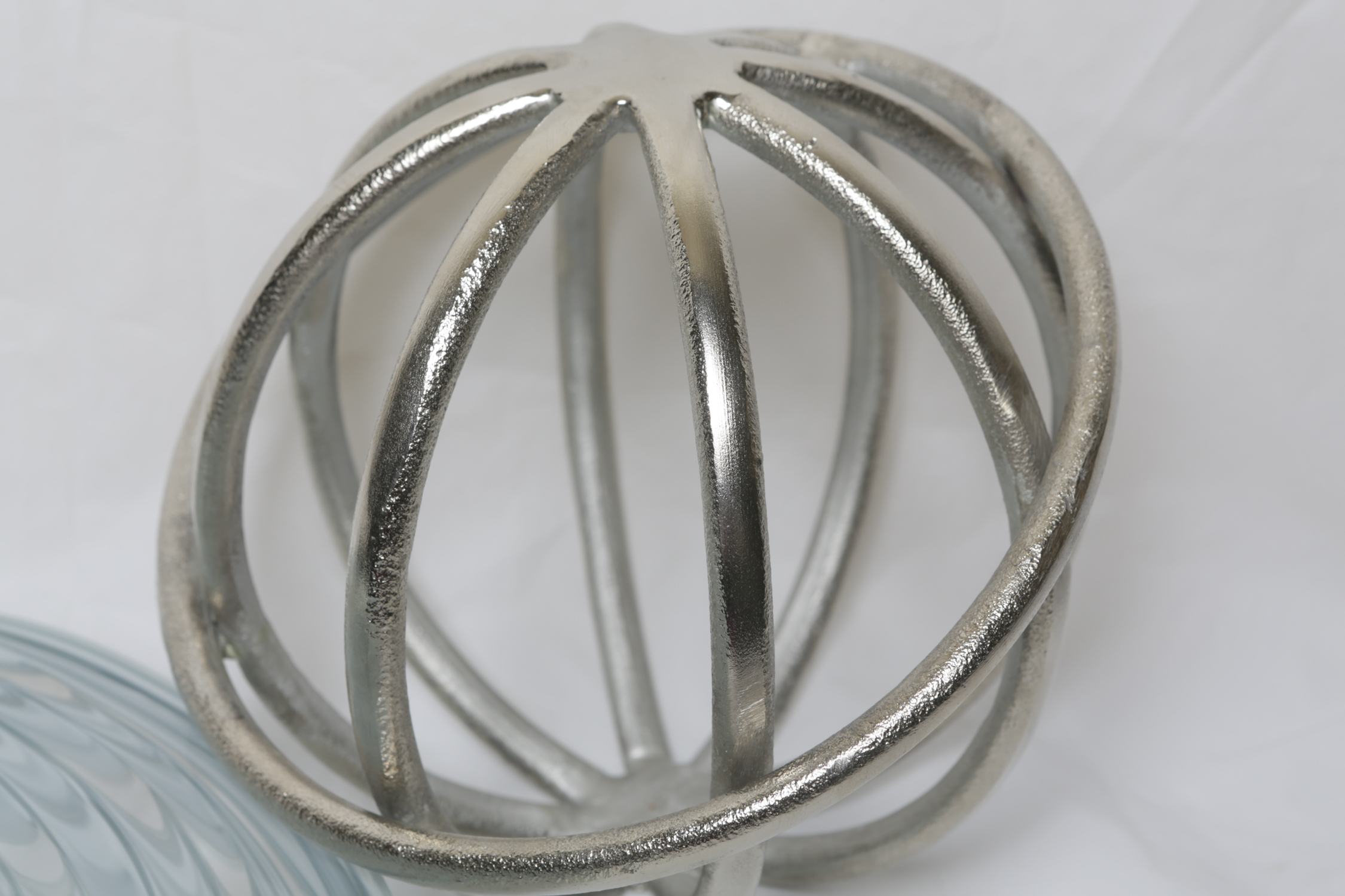 Decorative Quartz Figurines, Glass Bowl, and Metal Sculpture