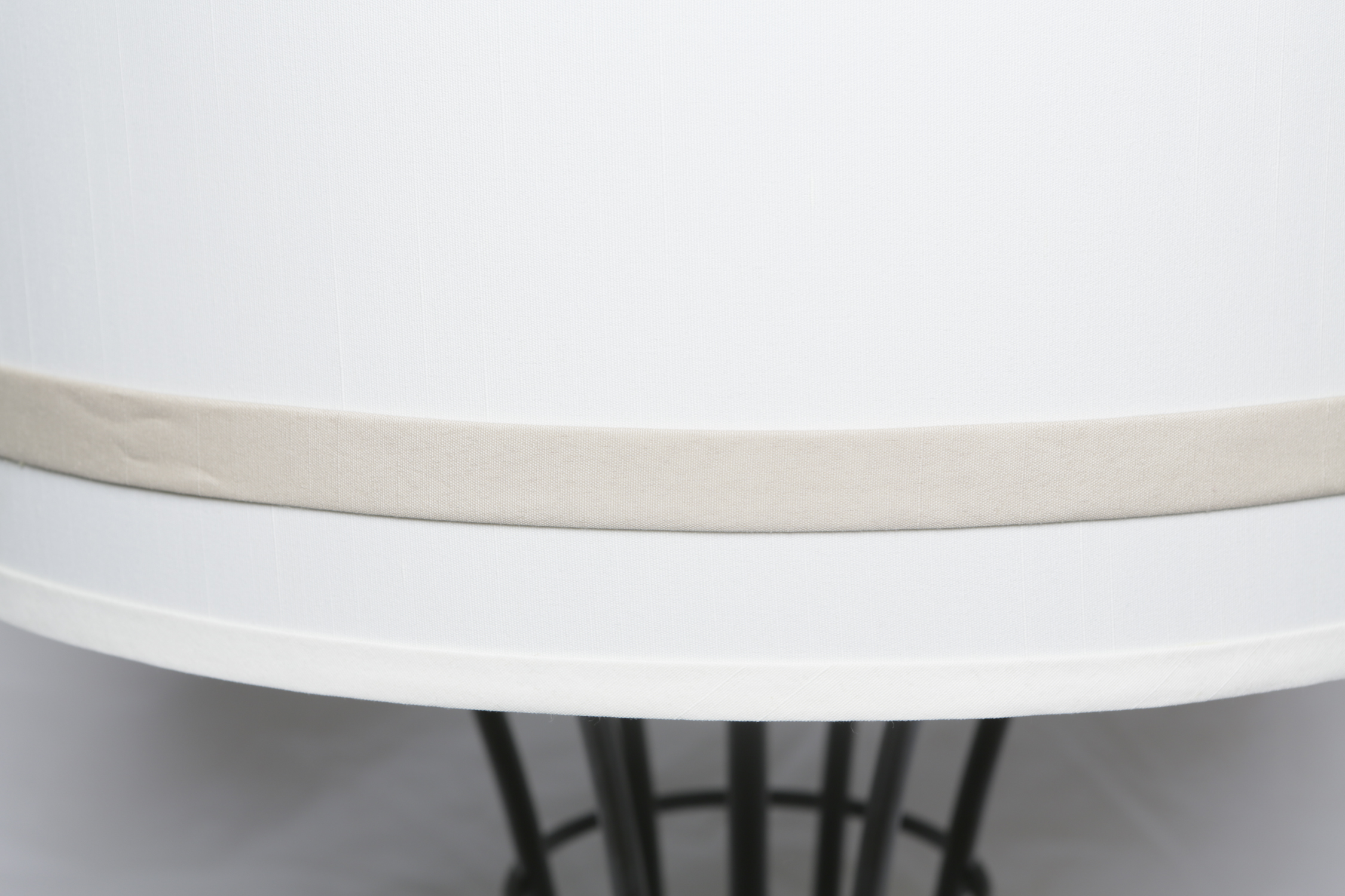 Black Finish Metal Cage Table Lamp with Fabric Covered Shade