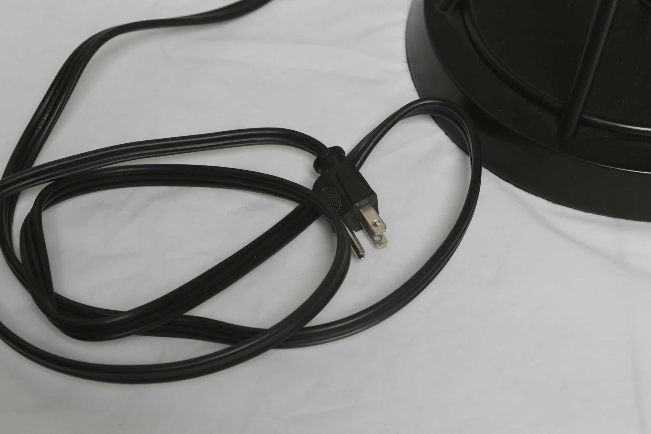 Black Finish Metal Cage Table Lamp with Fabric Covered Shade