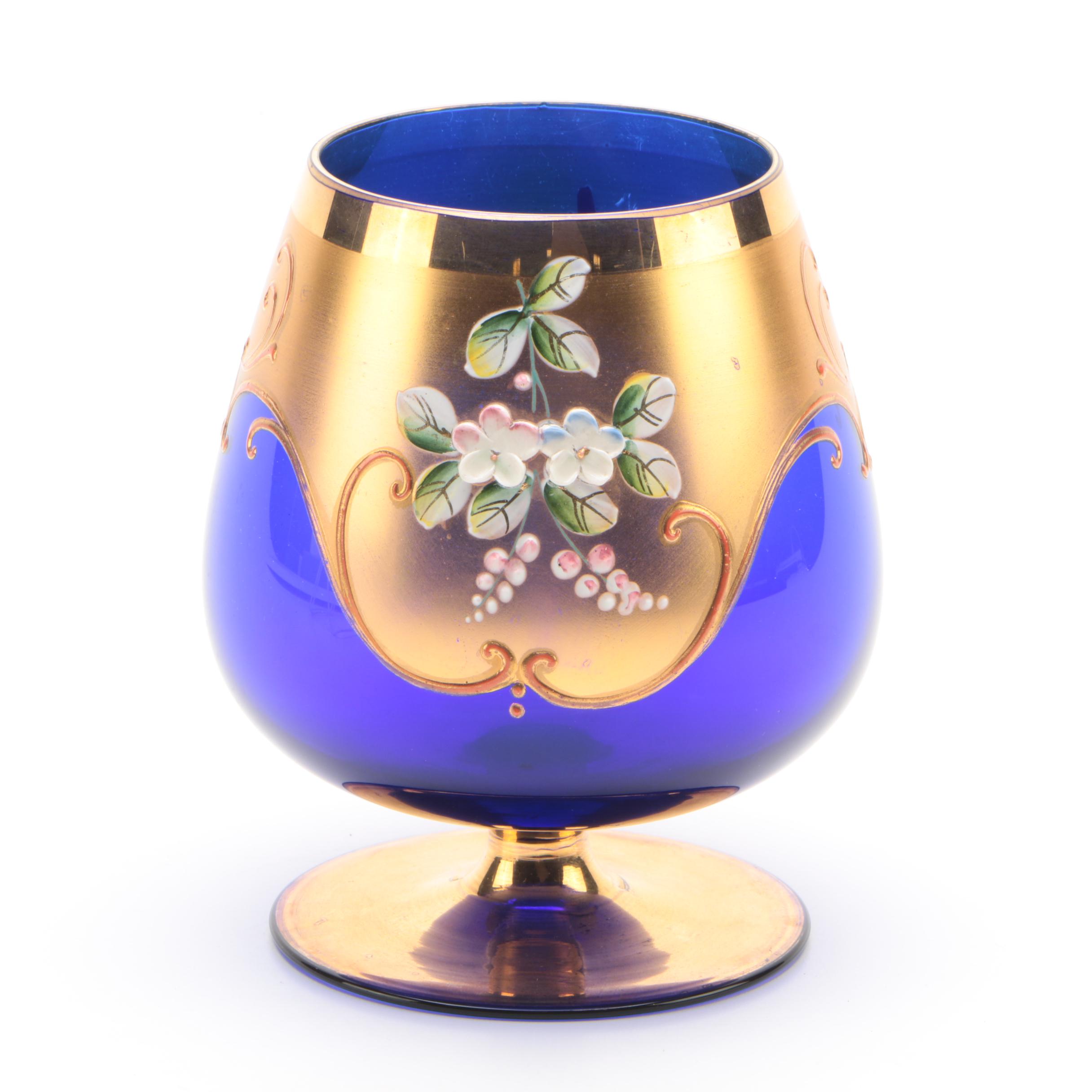 Bohemian Style Cobalt Glass Brandy Snifter