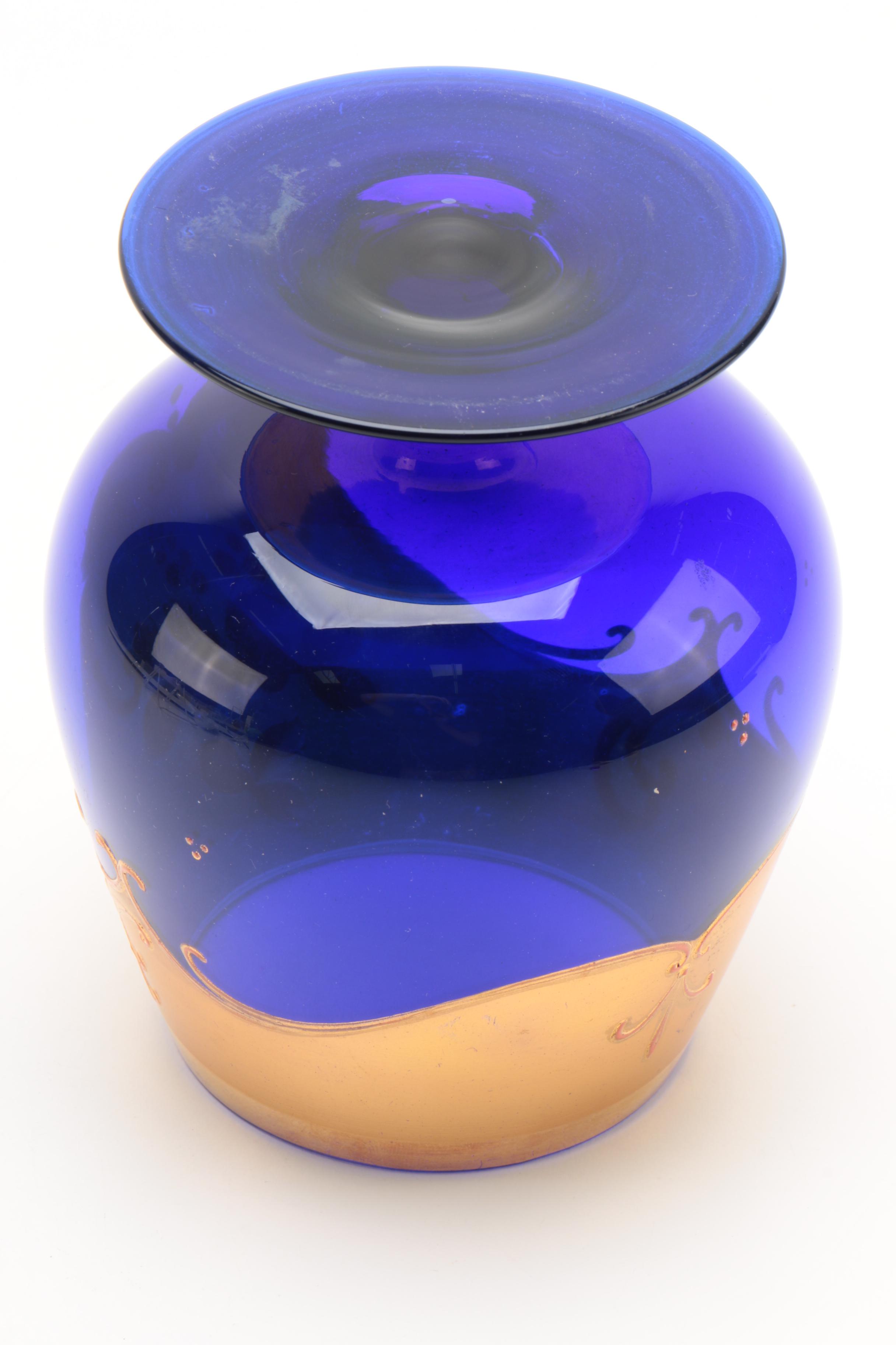 Bohemian Style Cobalt Glass Brandy Snifter