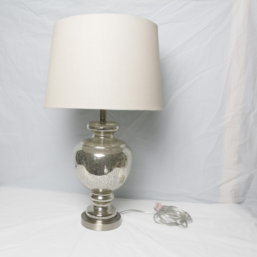Mercury Glass Table Lamp with Fabric Covered Shade