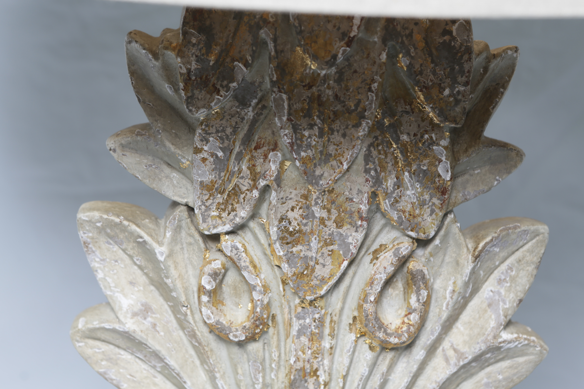 Architectural Form Resin Table Lamp with Fabric Covered Oval Shade