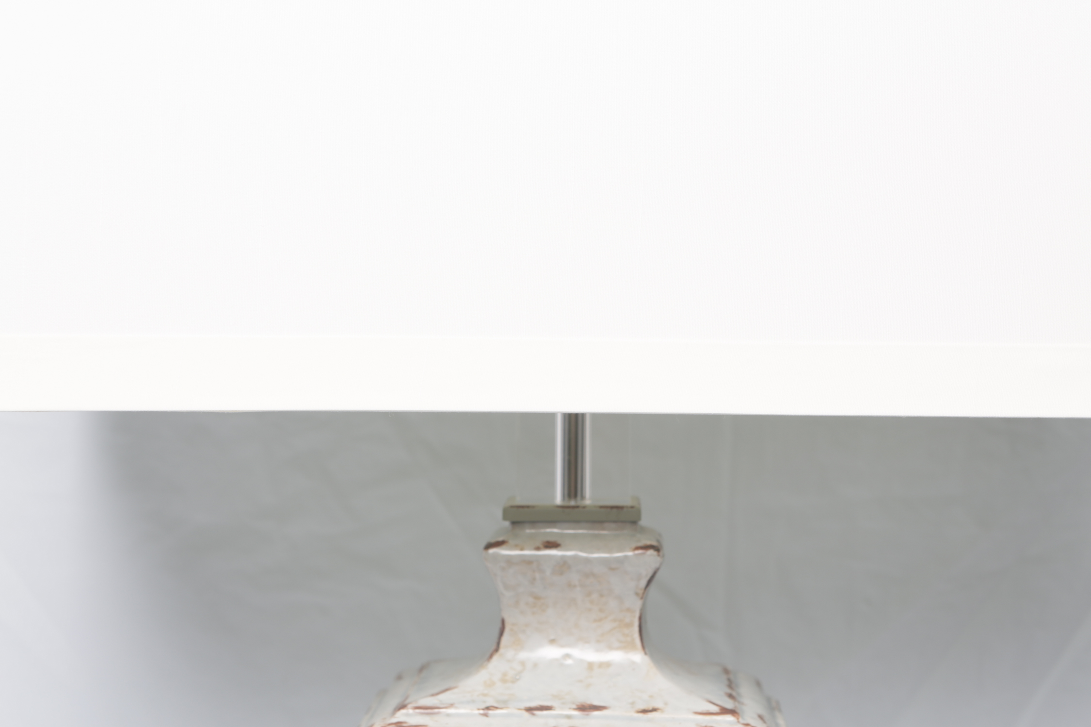 Architectural Ceramic and Acrylic Table Lamp with Fabric Covered Shade