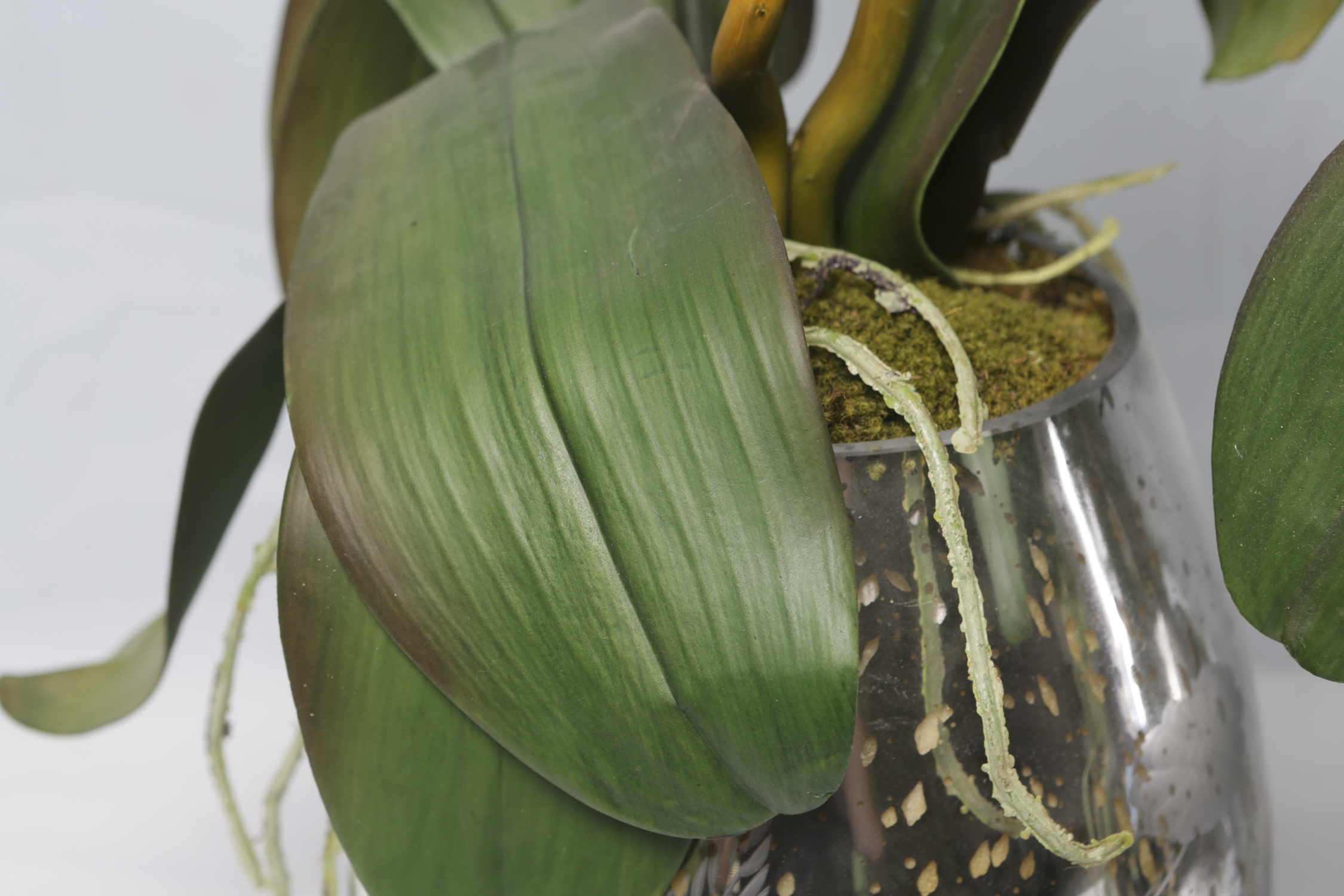 Faux Orchids in Decorative  Glass Pots