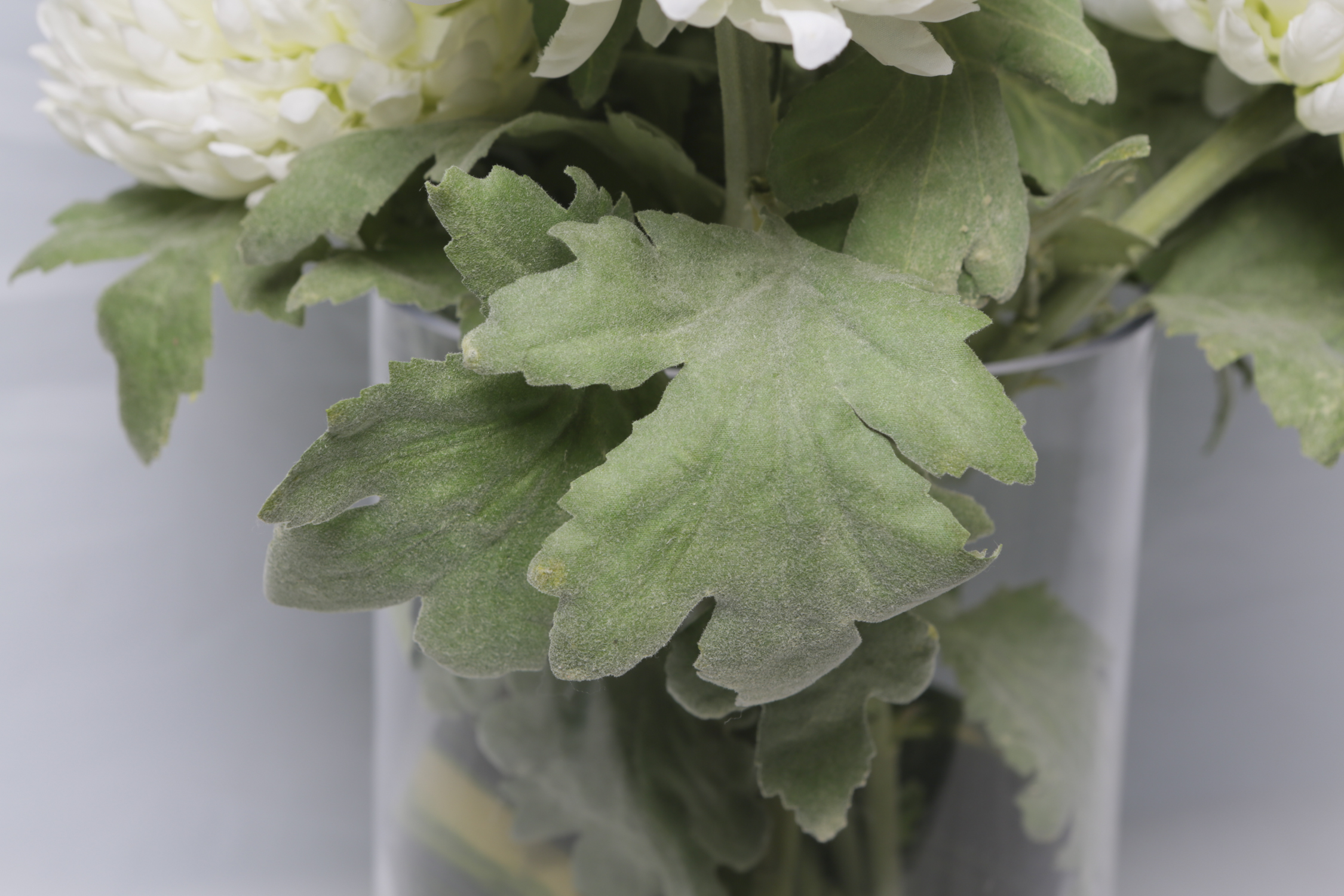 Glass Planter with Artificial Chrysanthemums