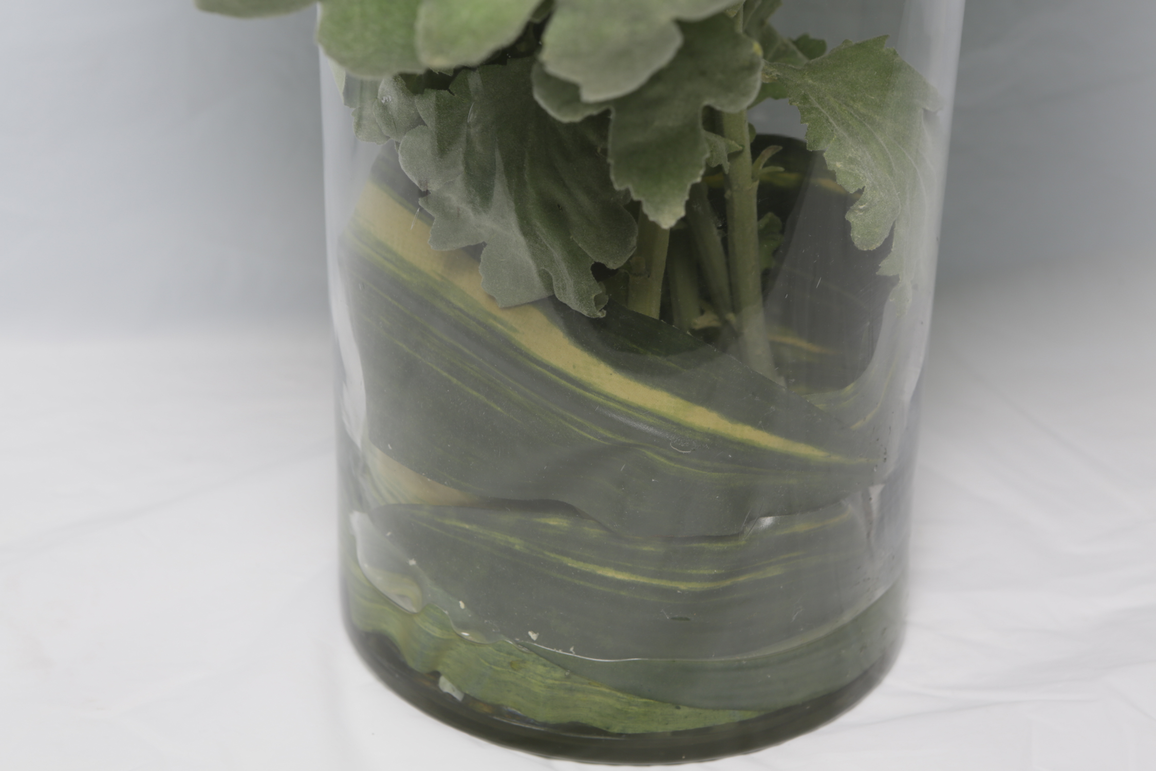 Glass Planter with Artificial Chrysanthemums