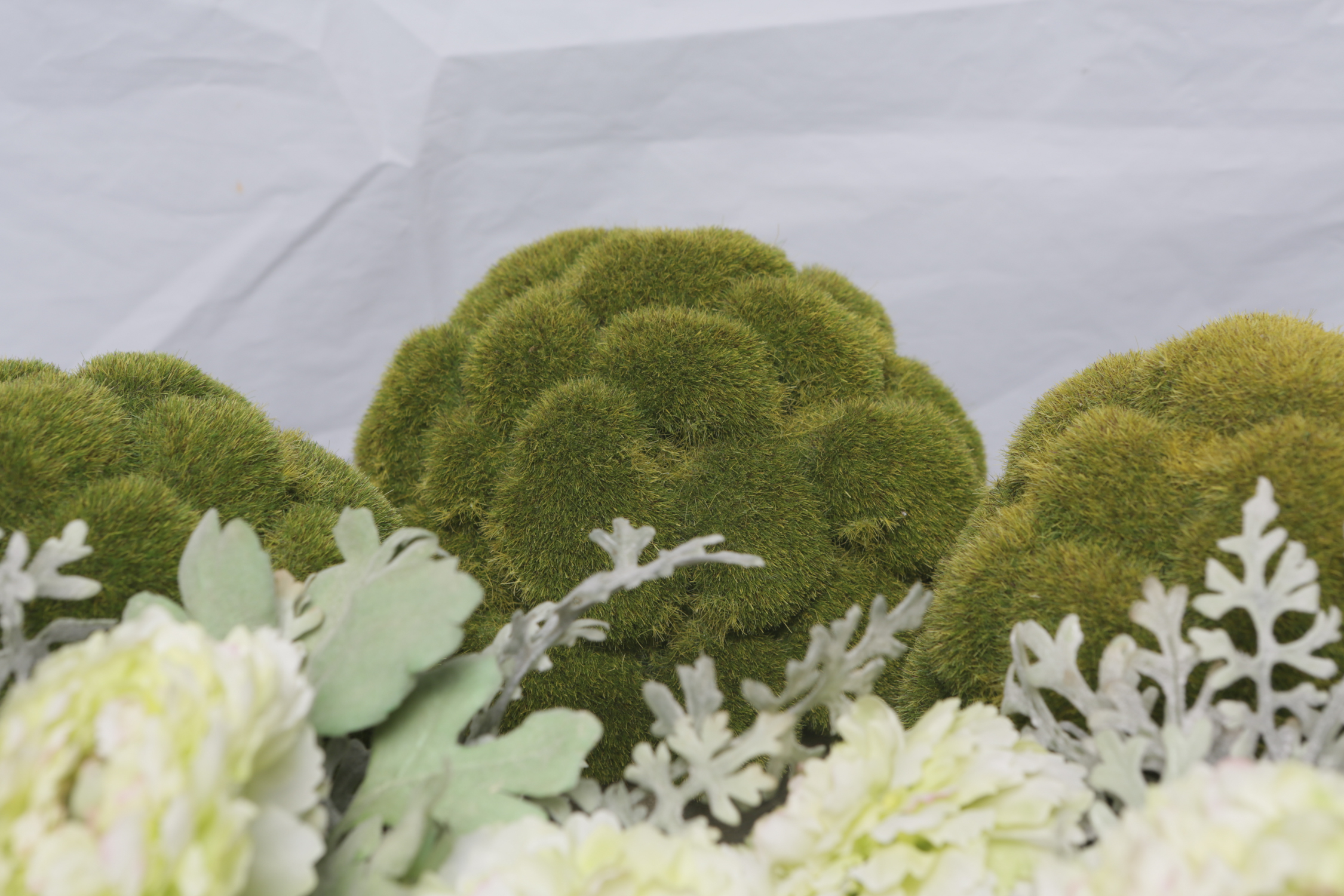 Faux Silk Carnations with Greenery and Ceramic Jars
