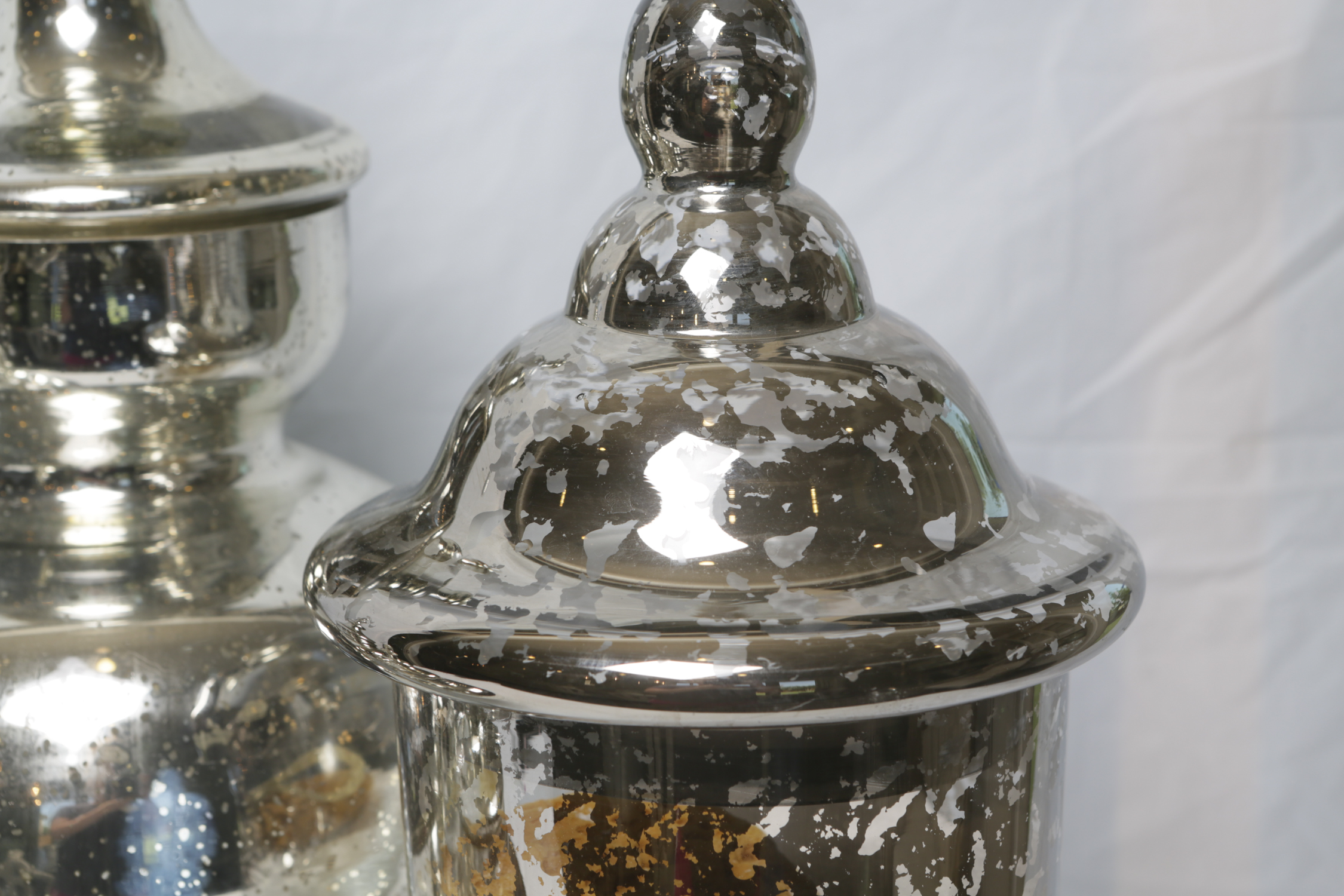 Contemporary Mercury Glass Apothecary Jars