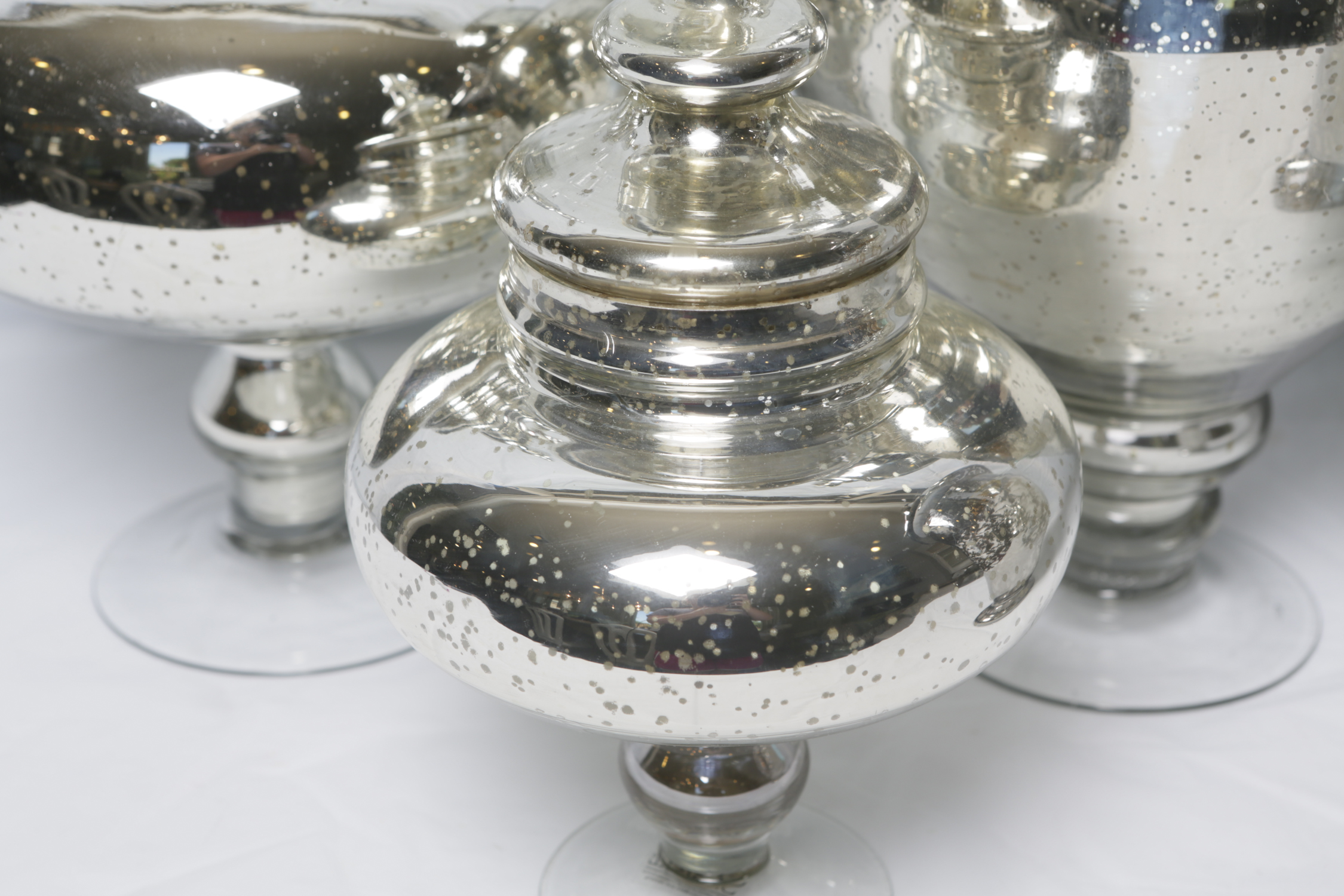 Contemporary Mercury Glass Apothecary Jars