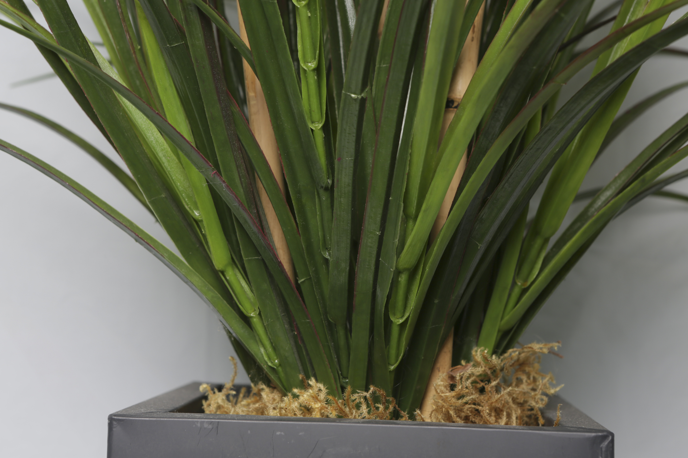 Black Metal Planter with Artificial Sweet Grass