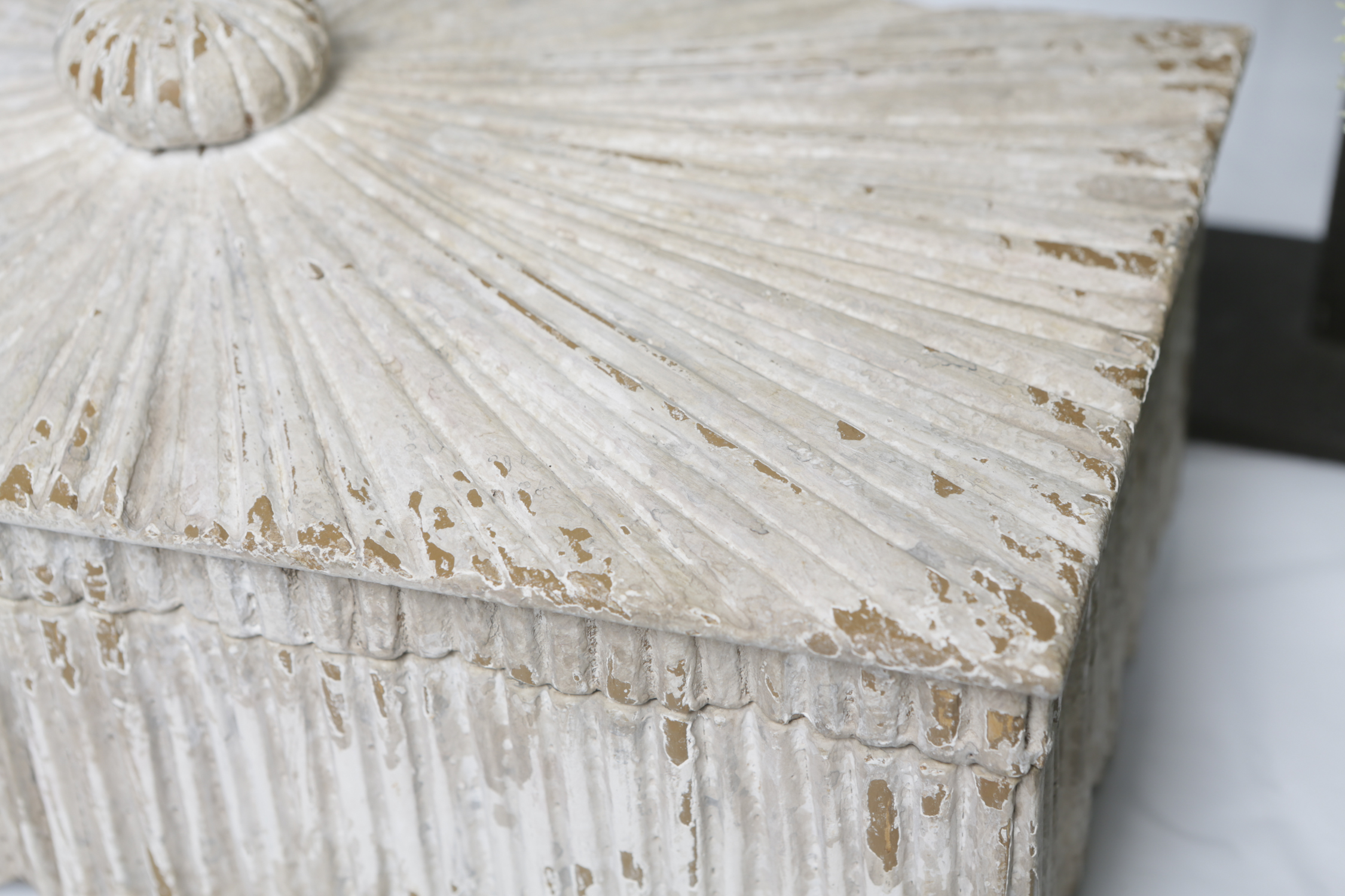 Whale Sculpture, Decorative Box, and Faux Flowers in Vase