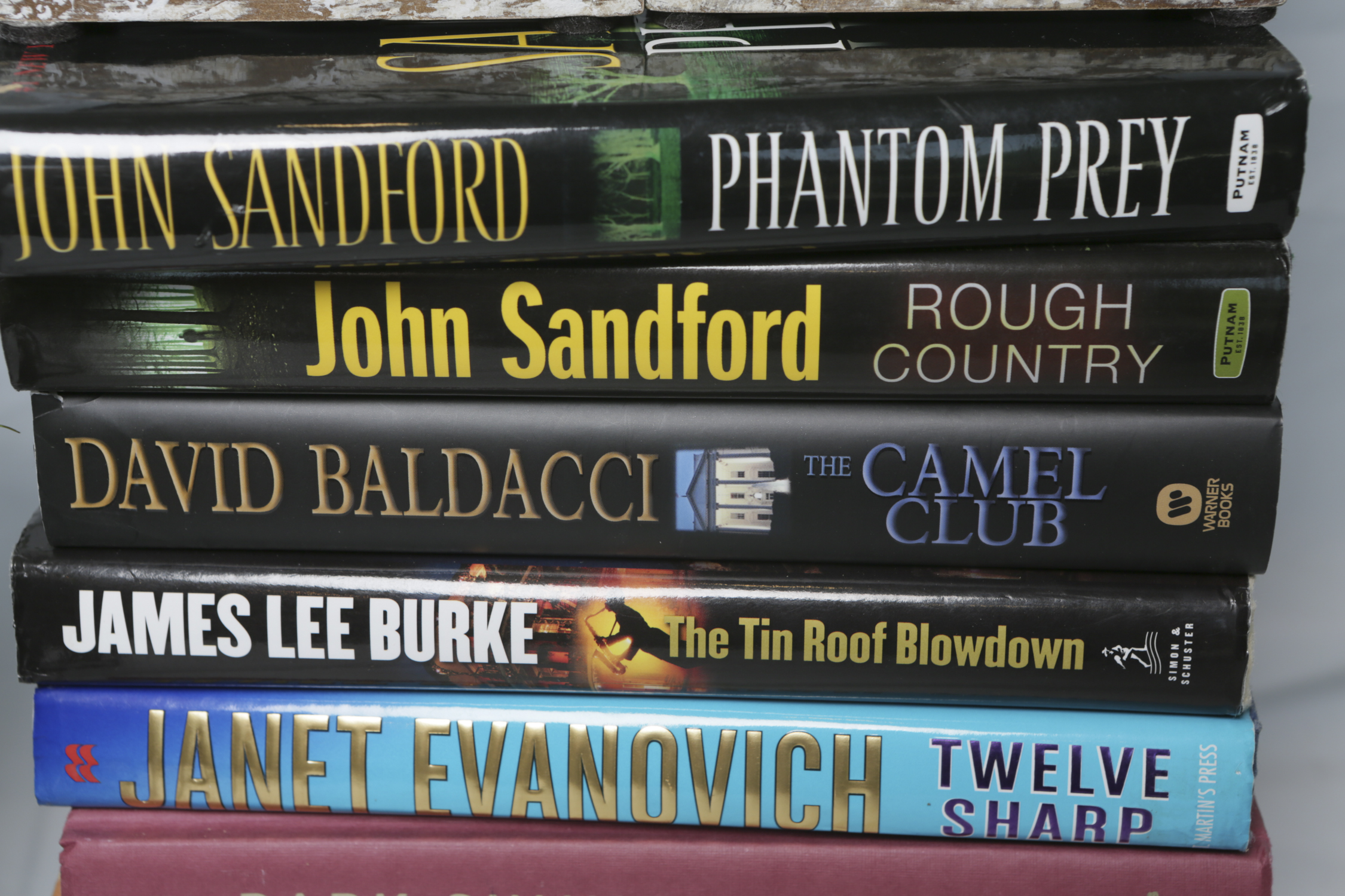 Assorted Books , Bookends, Baskets and Silk Plant