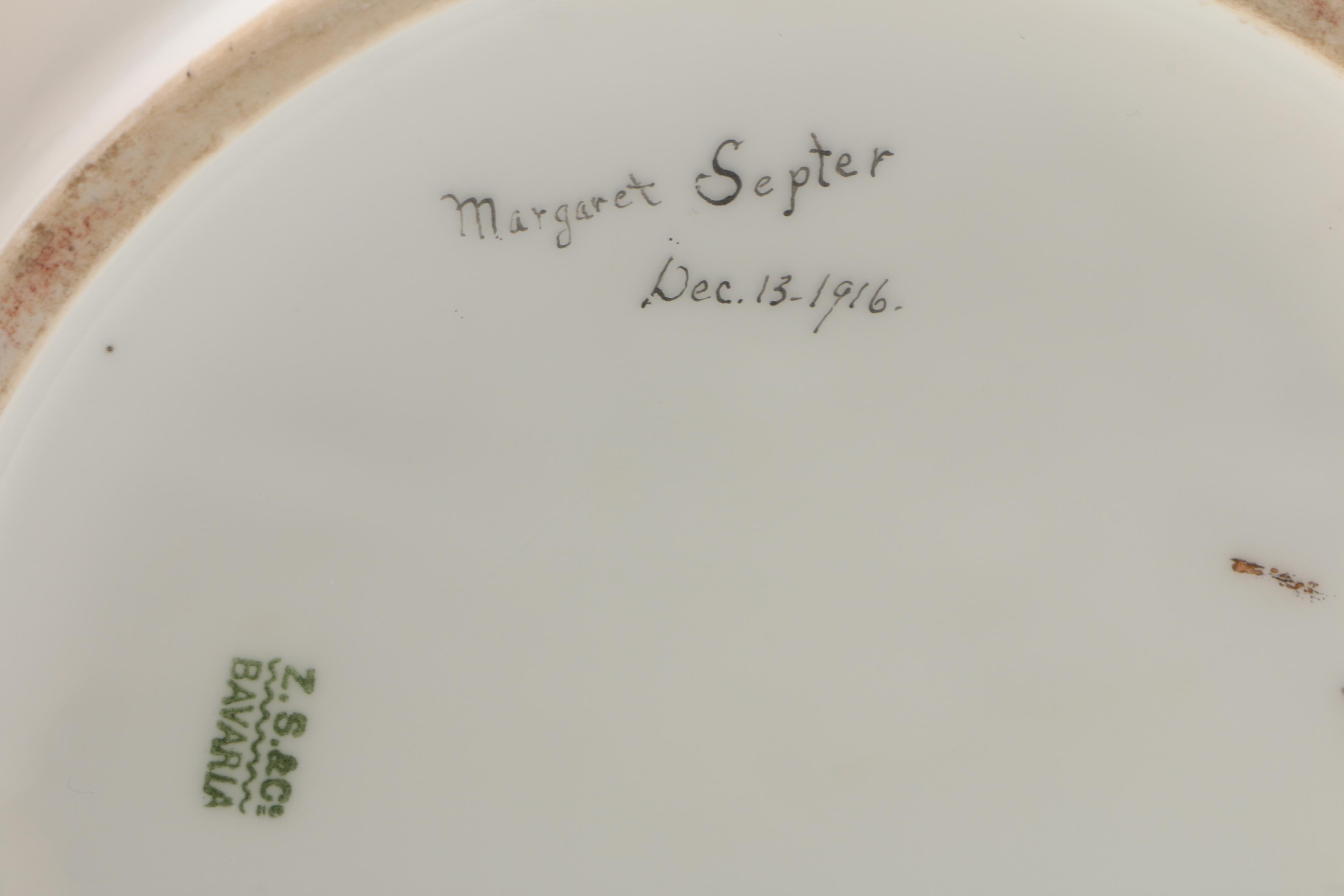 1916 Hobbyist Painted Zeh, Scherzer & Co. Porcelain Cider Pitcher