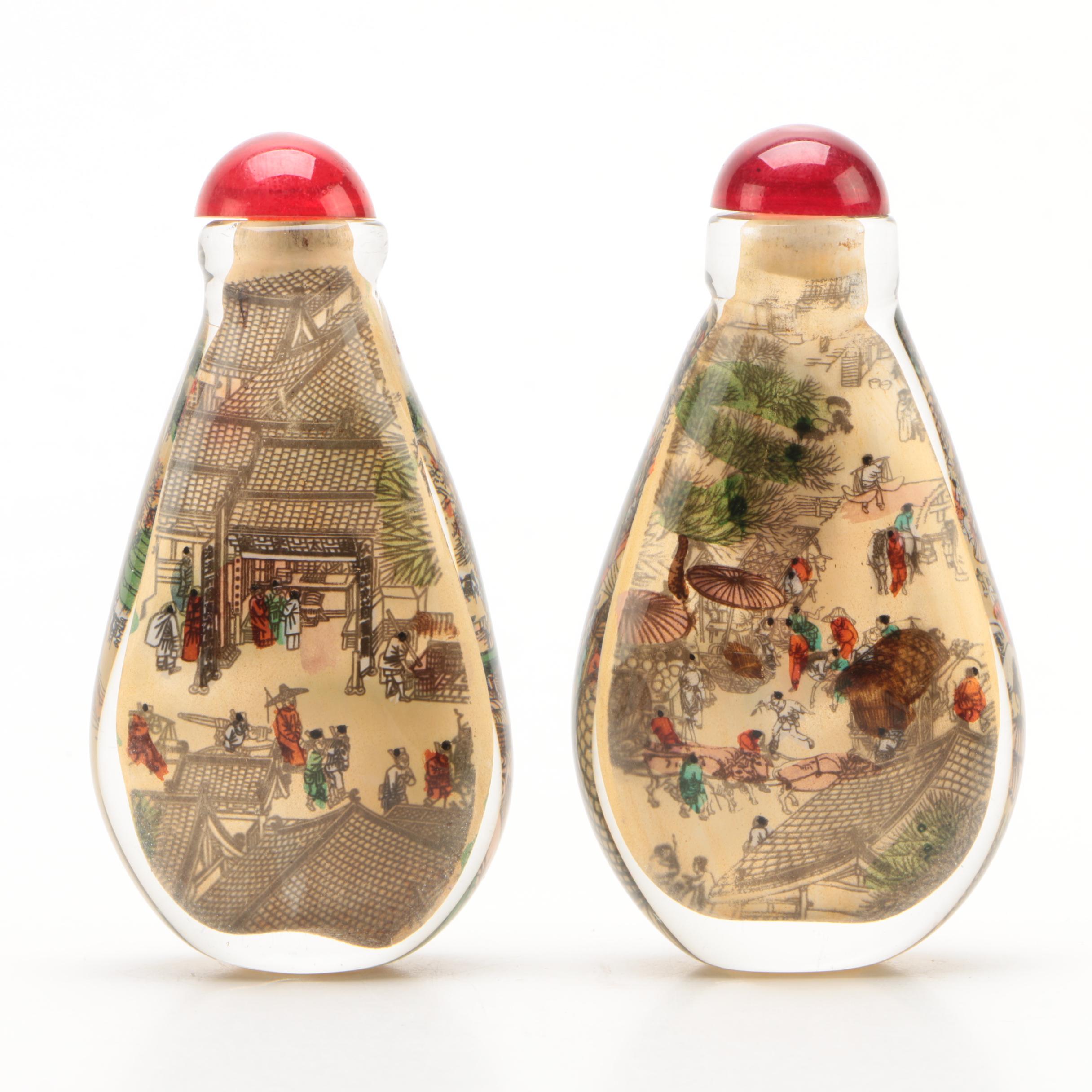 Chinese Reverse Painted Glass Snuff Bottles
