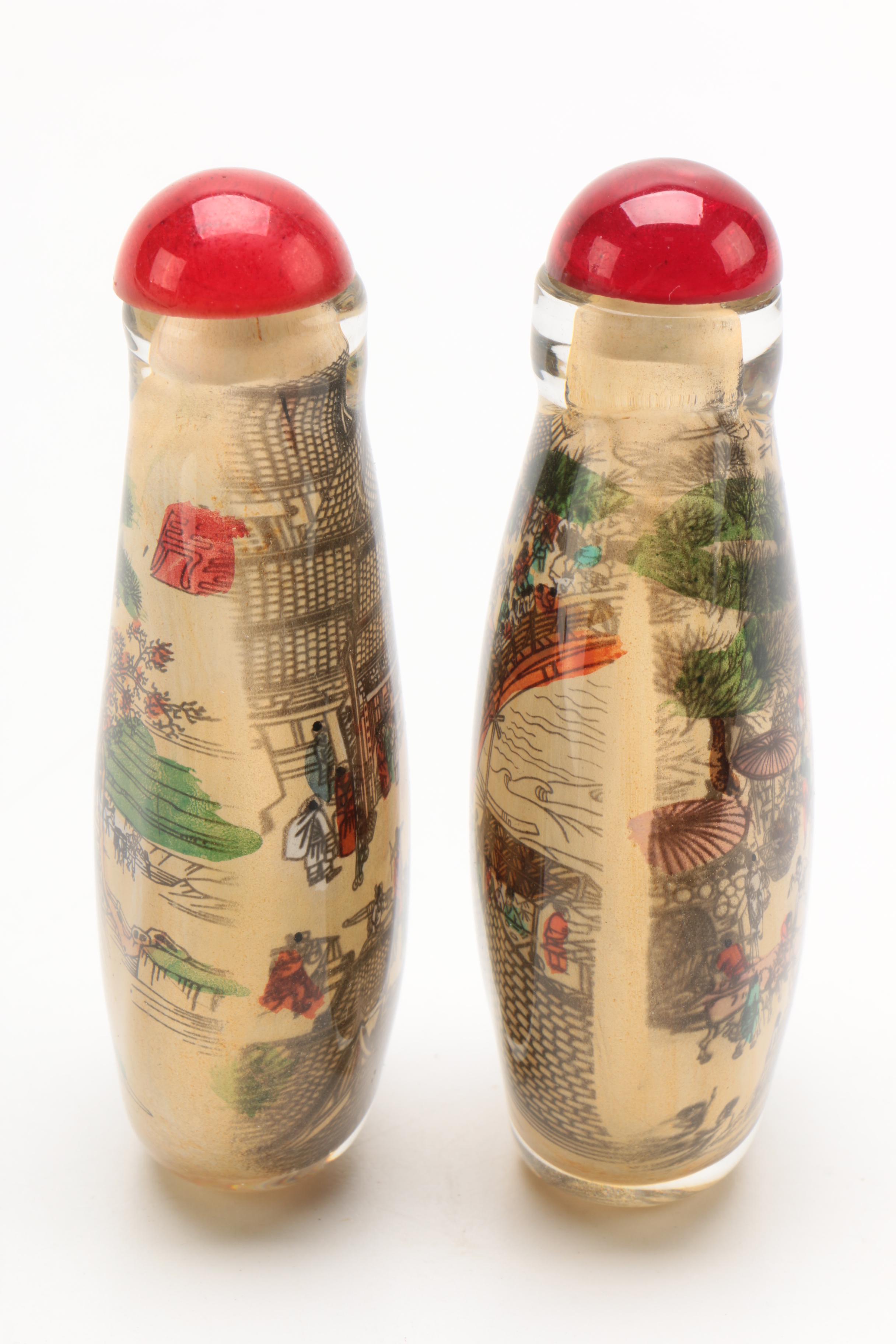 Chinese Reverse Painted Glass Snuff Bottles