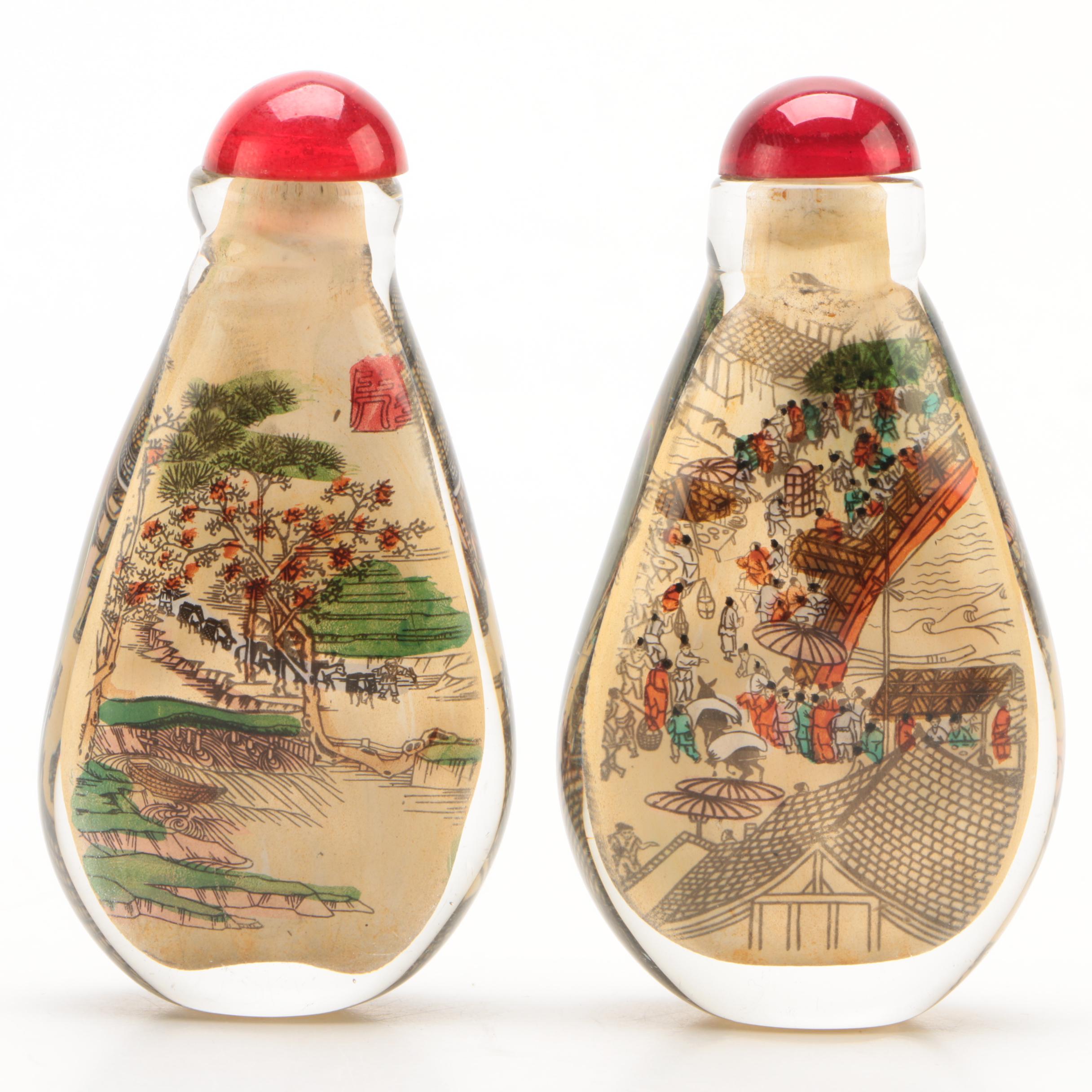 Chinese Reverse Painted Glass Snuff Bottles